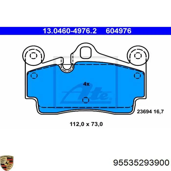 Колодки дисковые  Porsche 95535293900 цена, от 47.12 USD