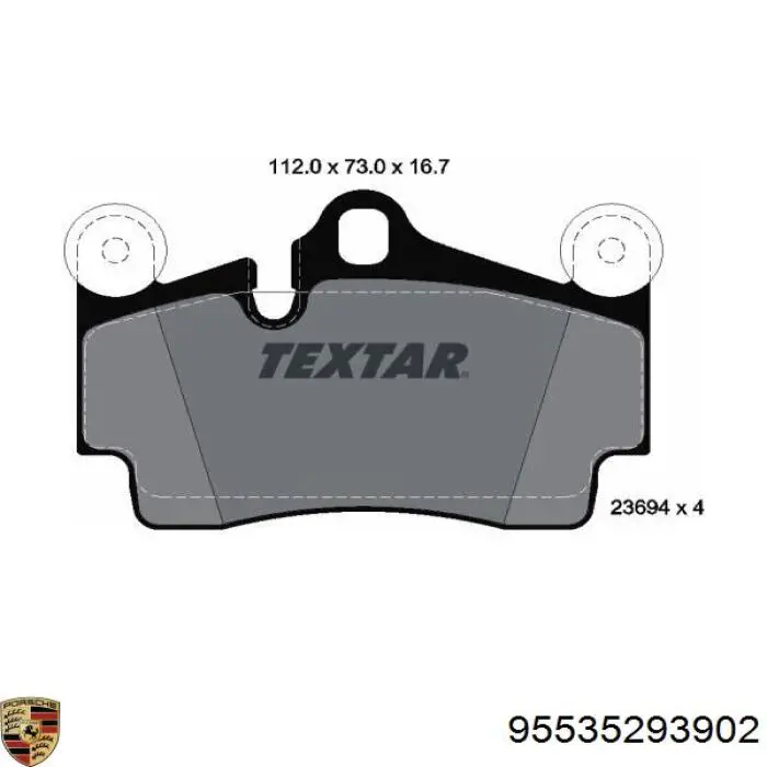 Задние тормозные колодки 95535293902 Porsche