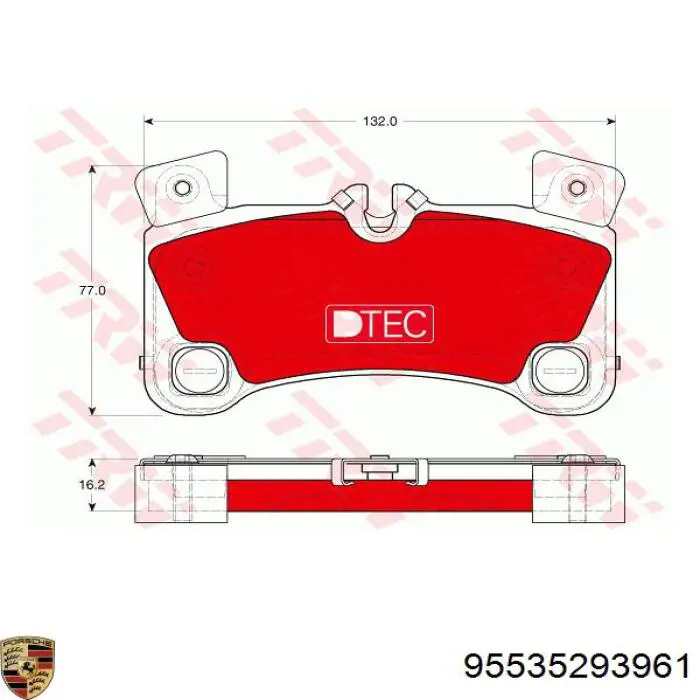 Задние тормозные колодки 95535293961 Porsche