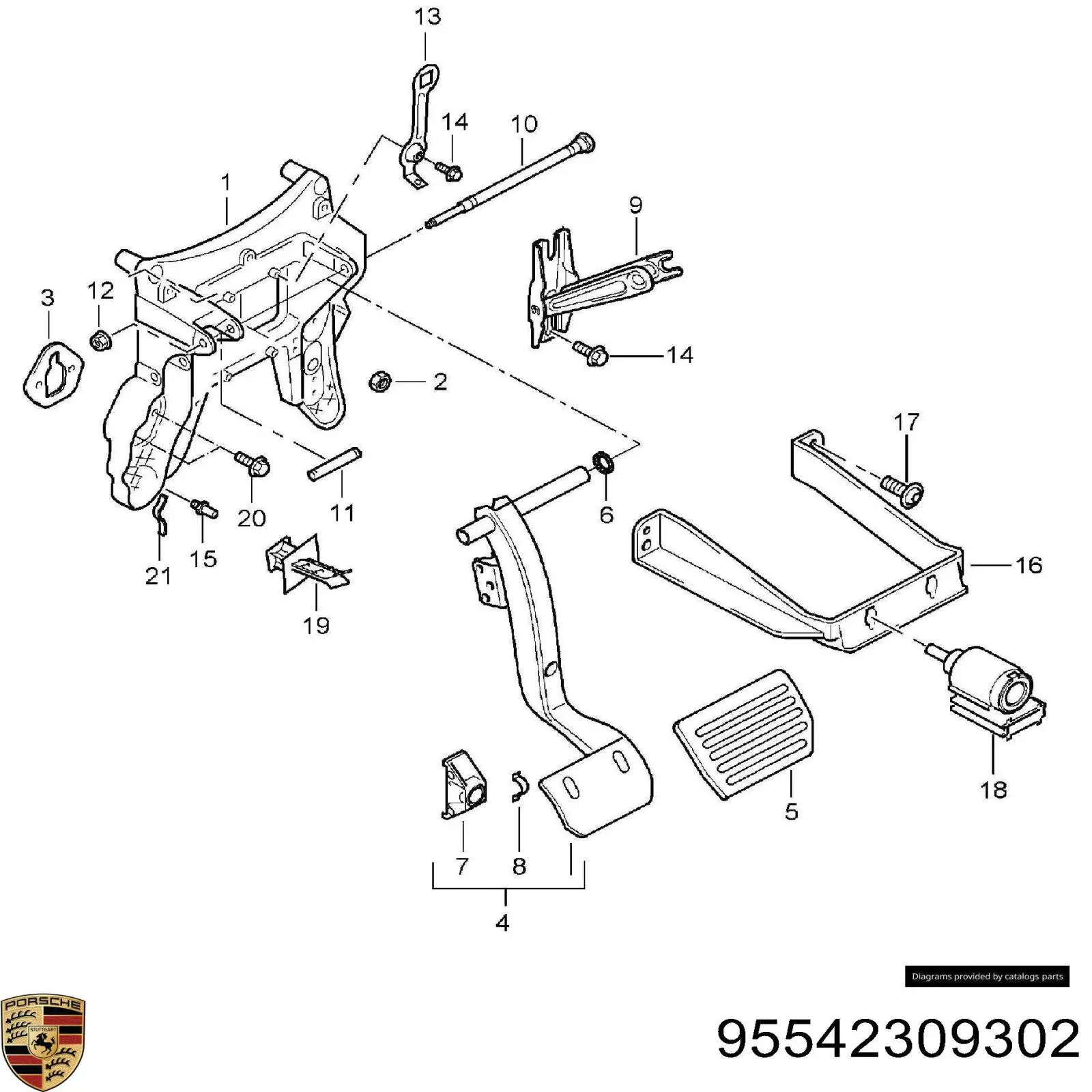 95542309302 Porsche pedal do freio