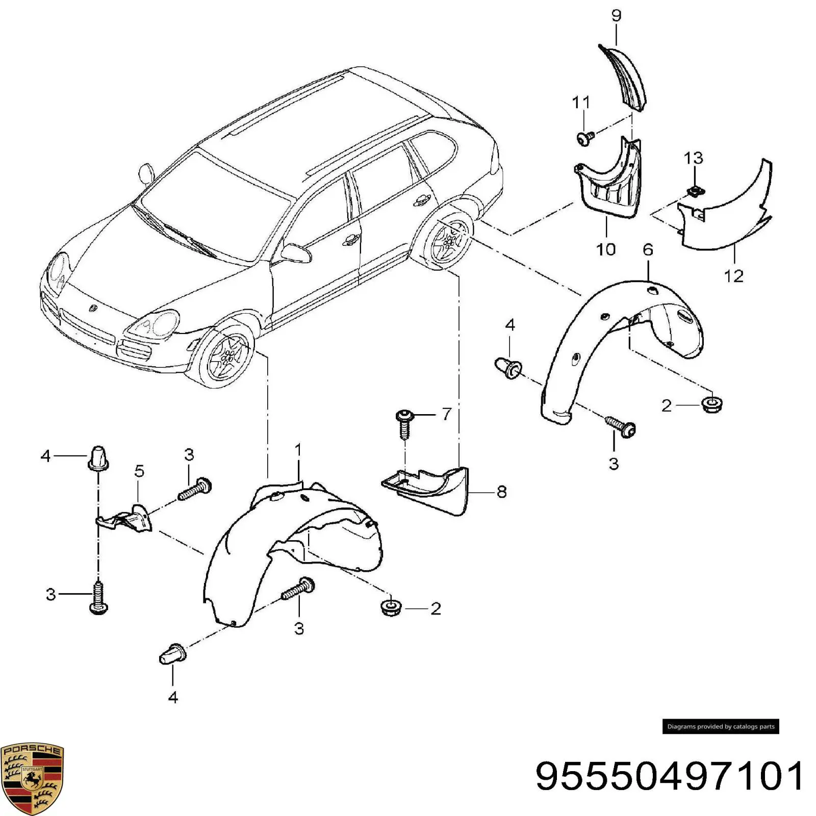 Подкрылок задний левый 95550497101 Porsche