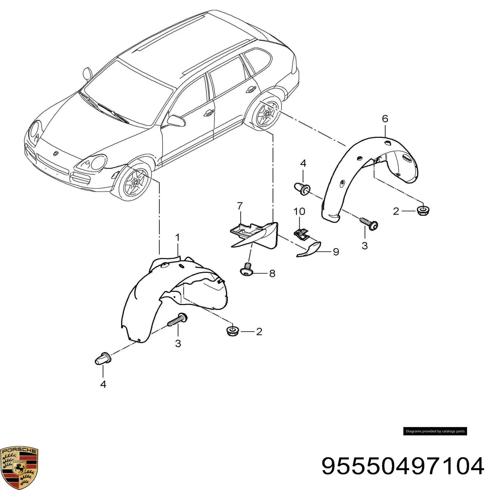 Подкрылок задний левый 95550497104 Porsche