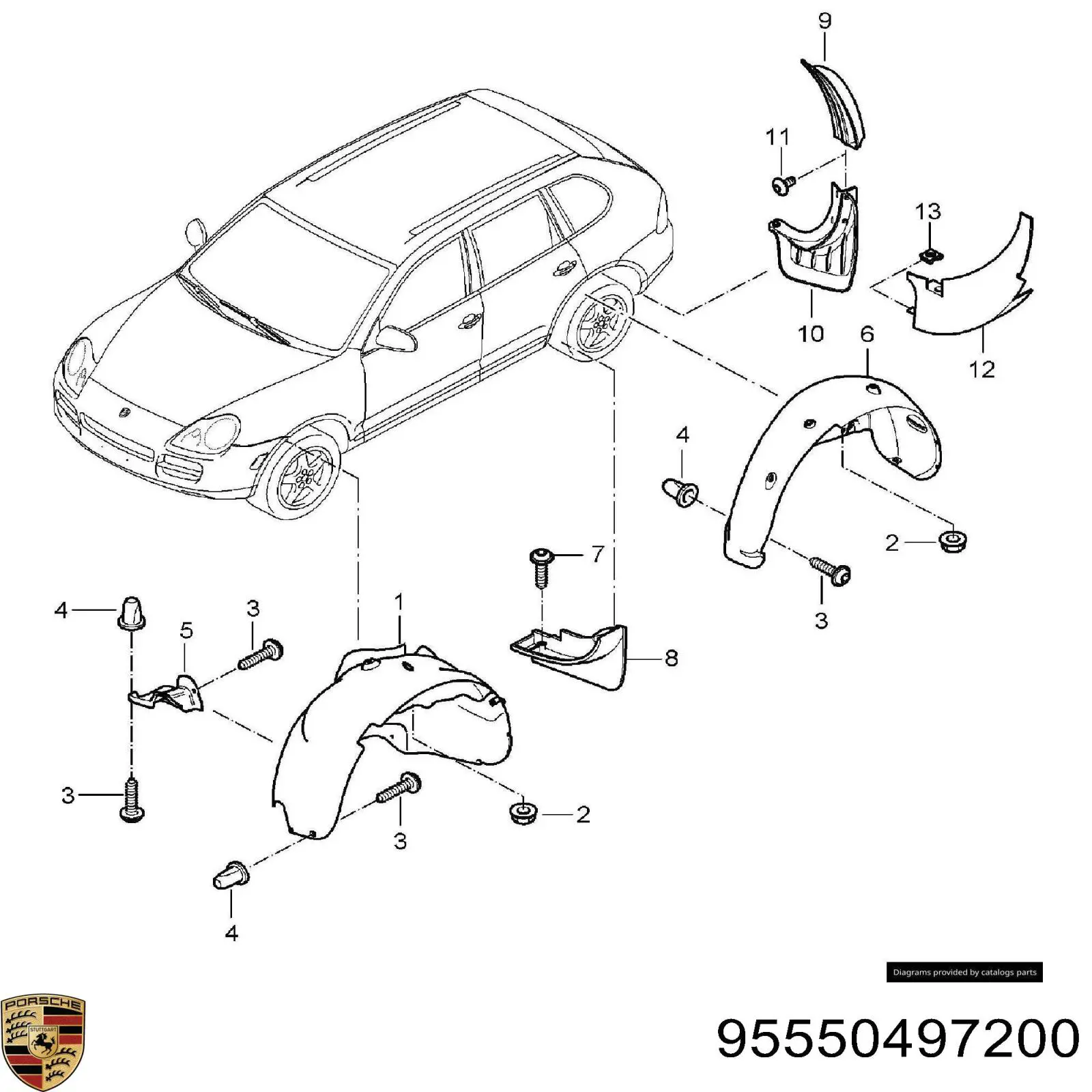  Подкрылок задний правый Porsche Cayenne 