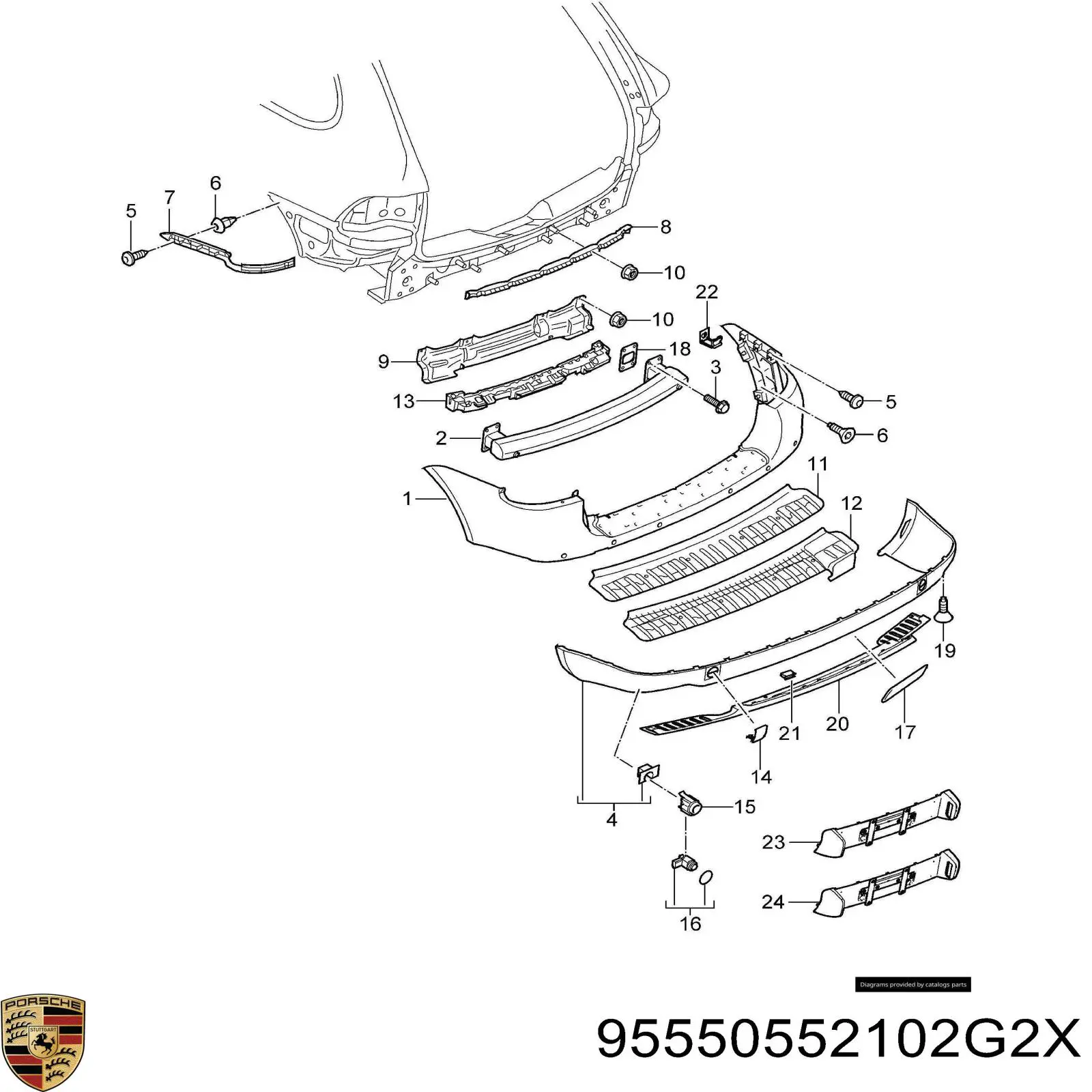  Спойлер заднего бампера Porsche Cayenne 