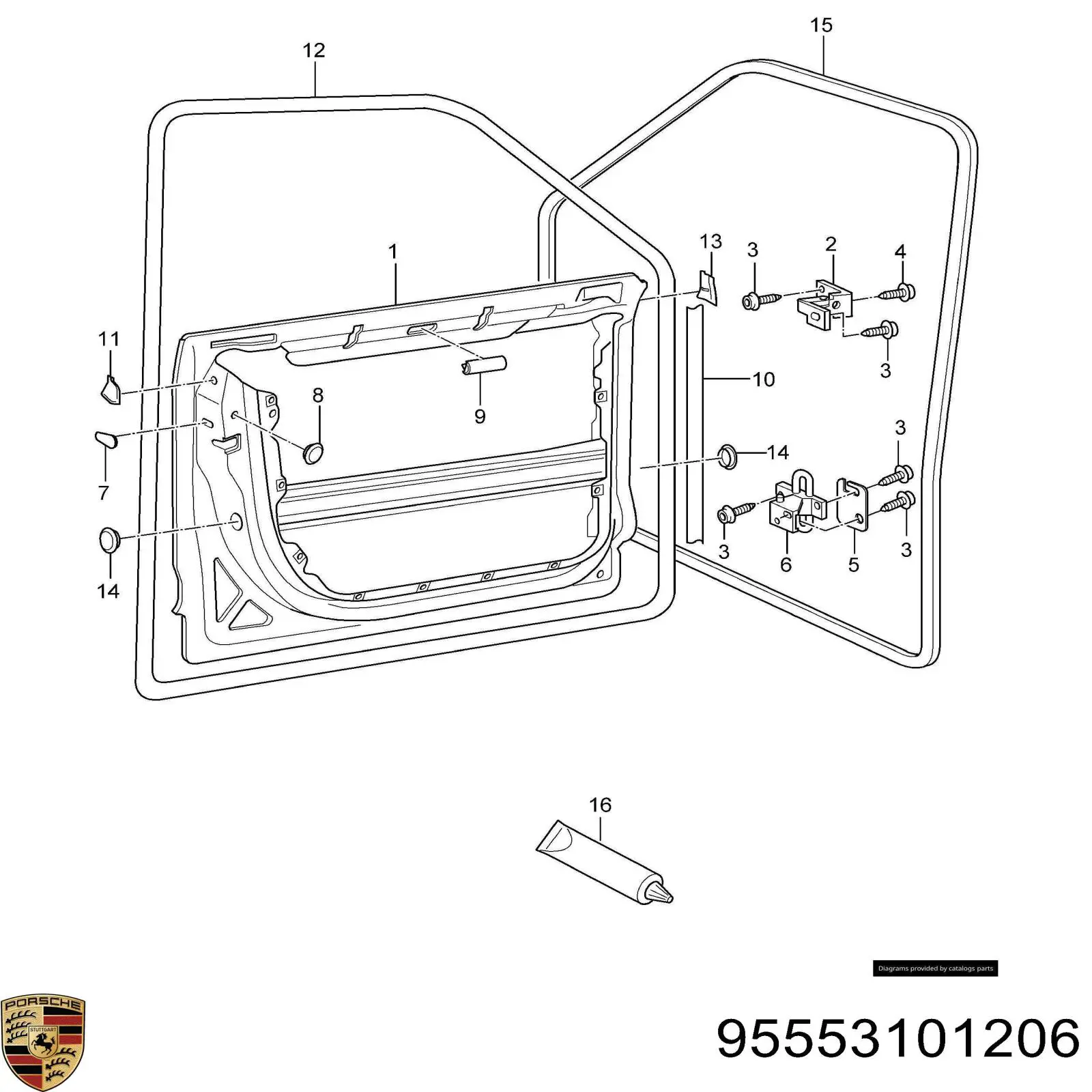 95553101207GRV Porsche porta dianteira direita