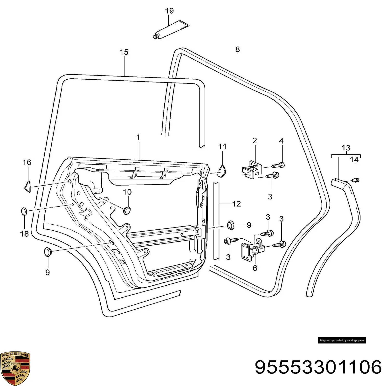 Porta traseira esquerda para Porsche Cayenne (955)