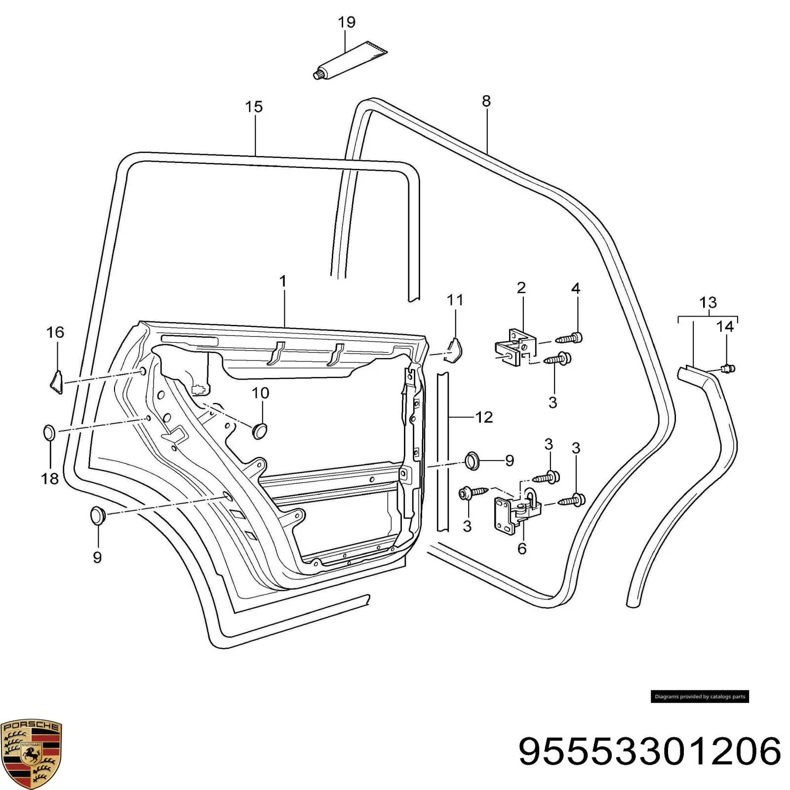 Porta traseira direita para Porsche Cayenne (955)