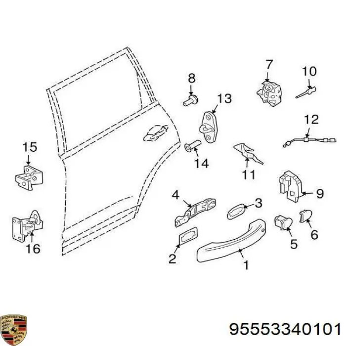Дверной шарнир задний левый Porsche 95553340101 цена, от 6.33 USD