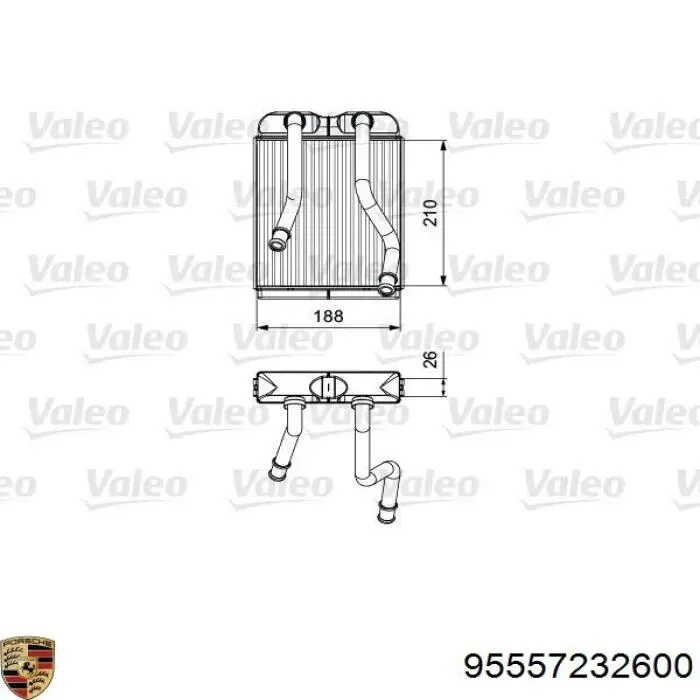 Радиатор печки (отопителя) Porsche 95557232600 цена, от 12.67 USD