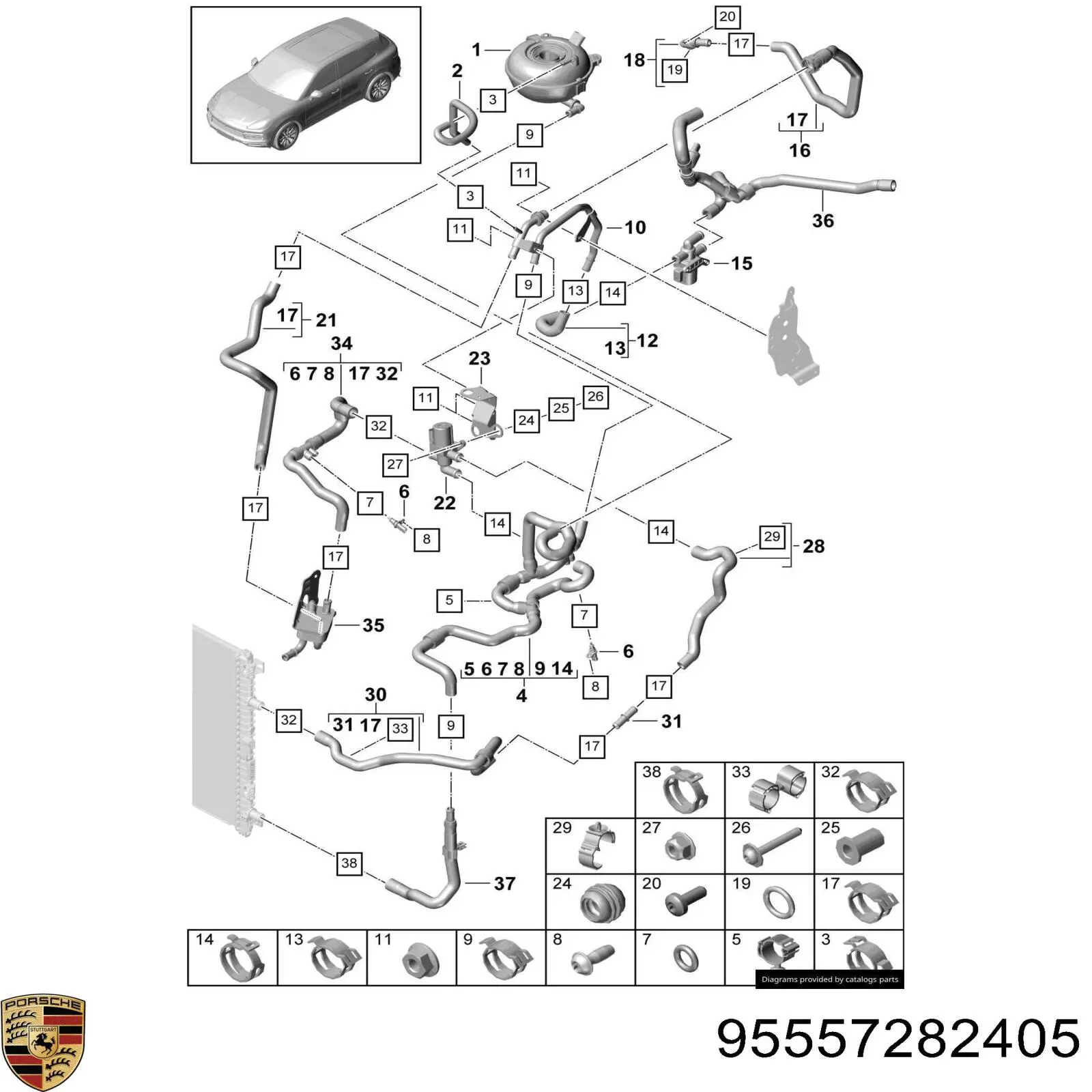 Кран печки 95557282405 Porsche