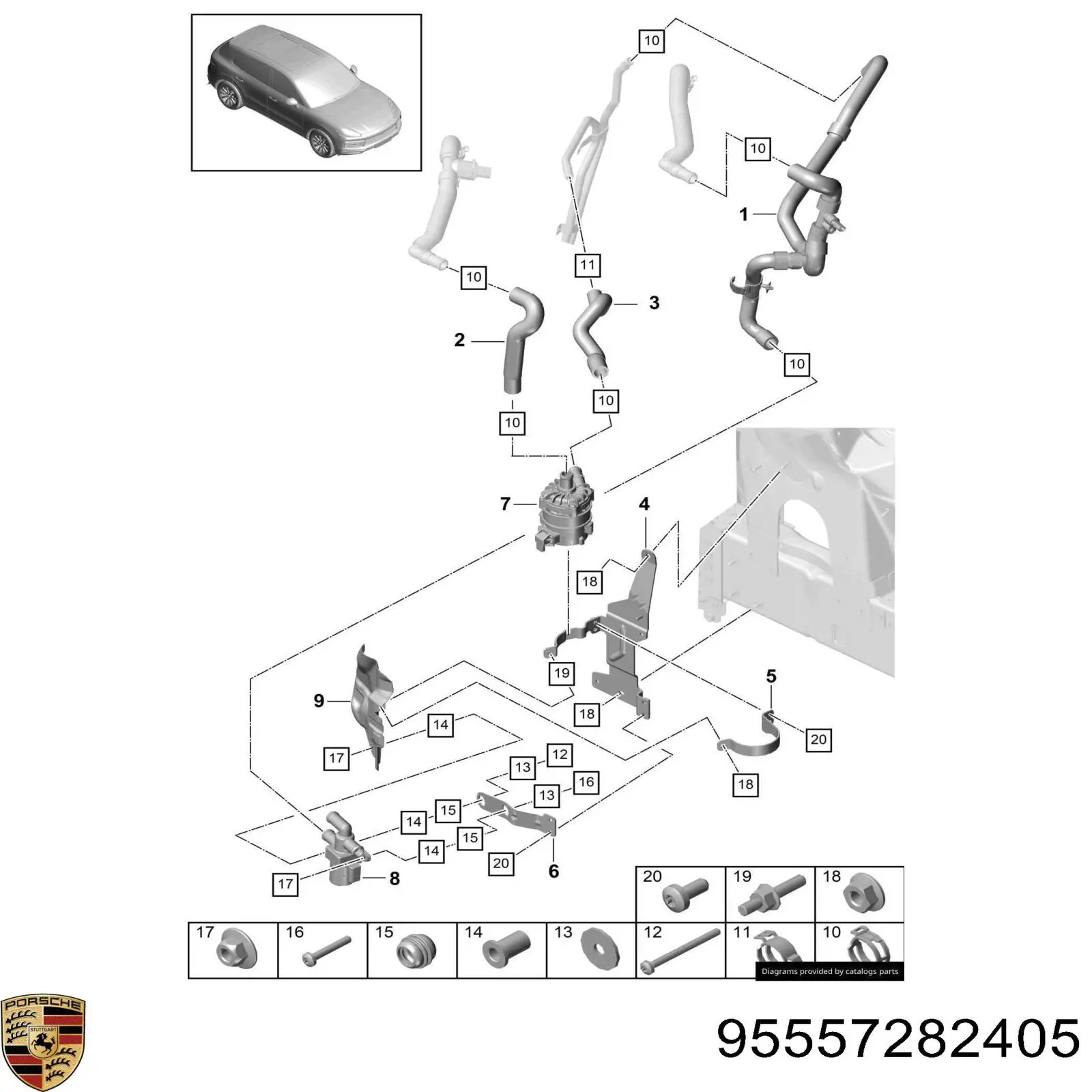 Купить 95557282405 Porsche Кран печки