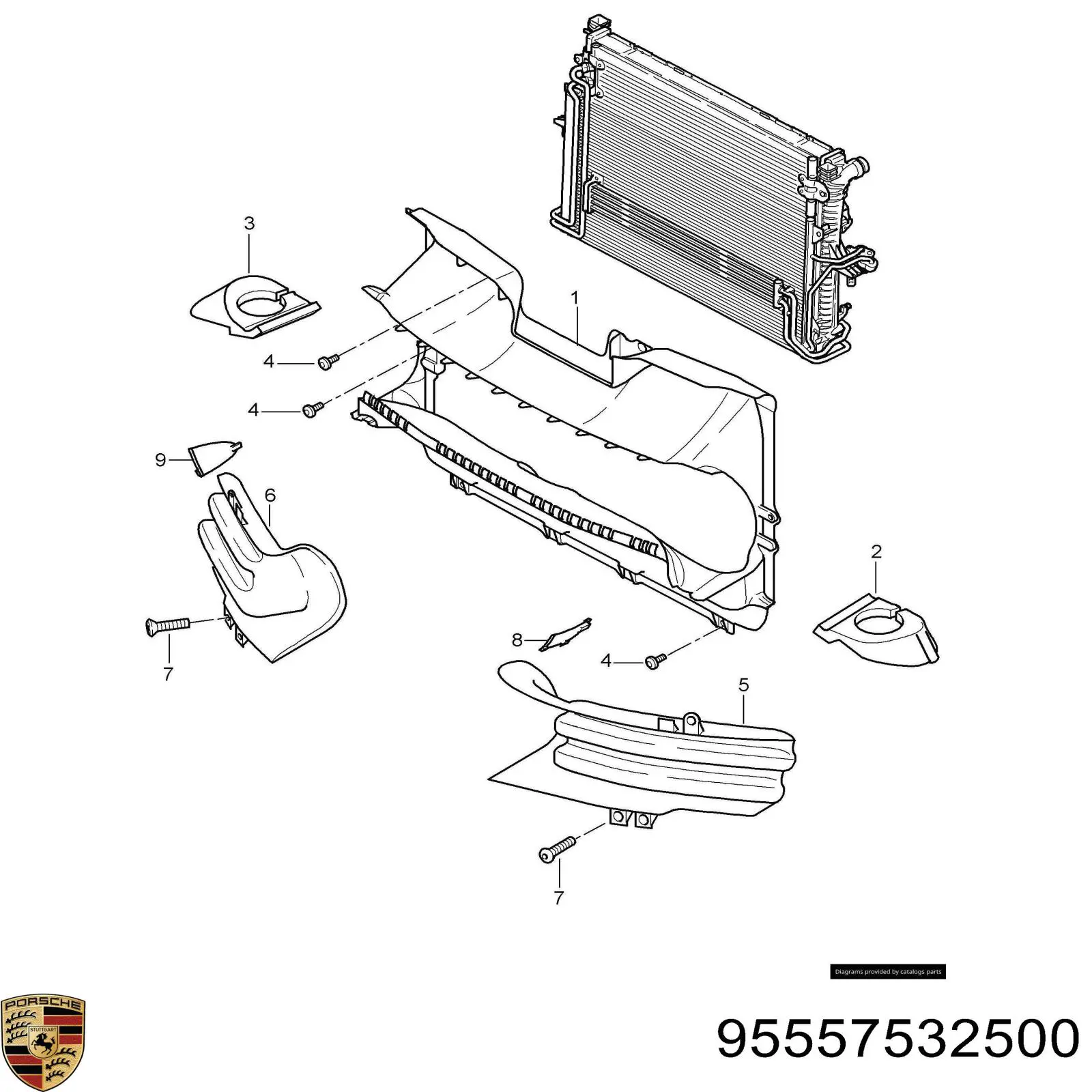 95557532500 Porsche Воздуховоды системы охлаждения двигателя