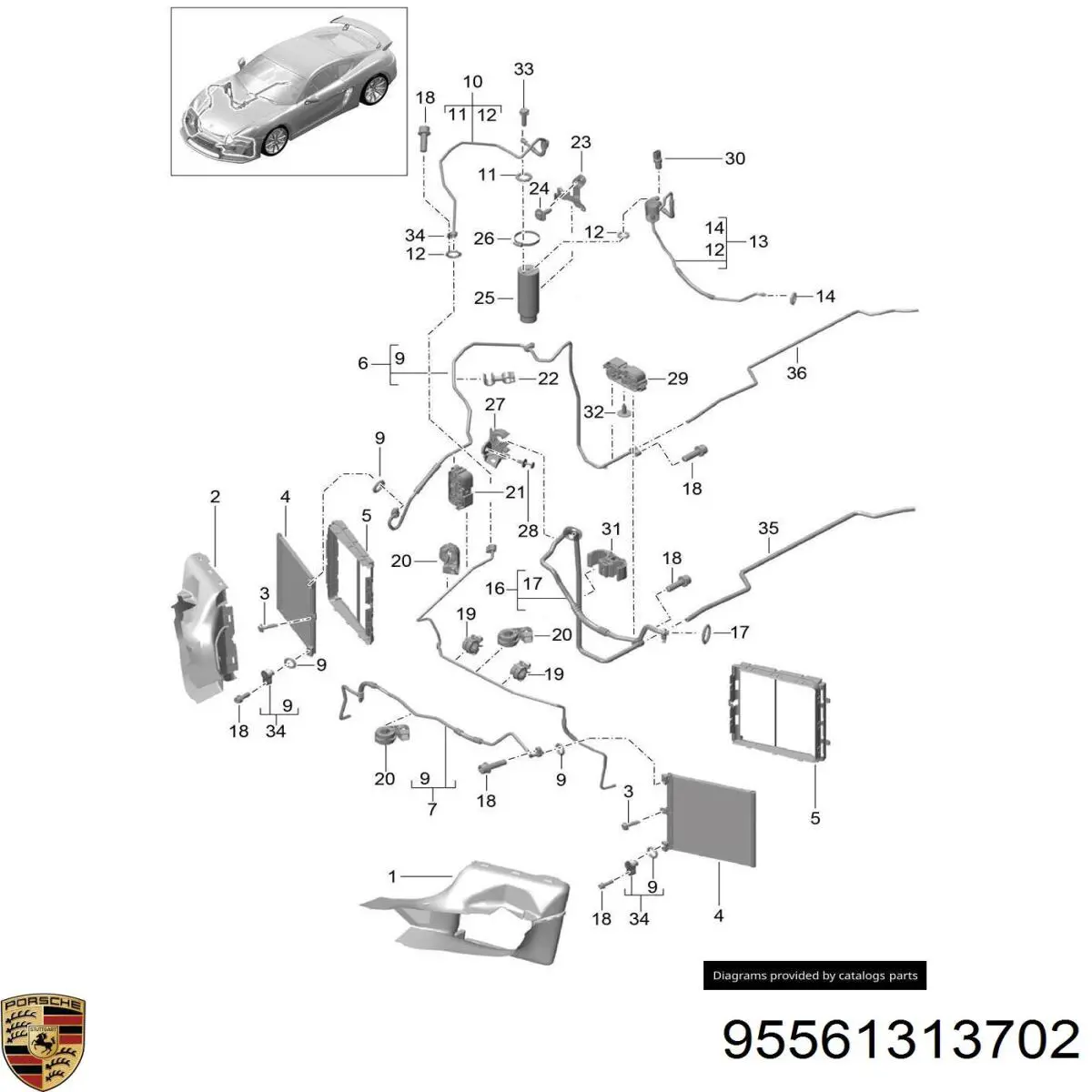 Купить 95561313702 Porsche Датчик-клапан кондиционера