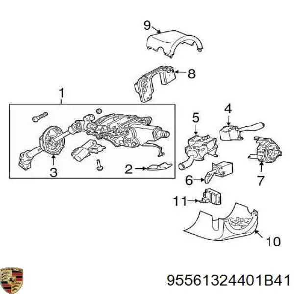 95561324401B41 Porsche Переключатель подрулевой, правый