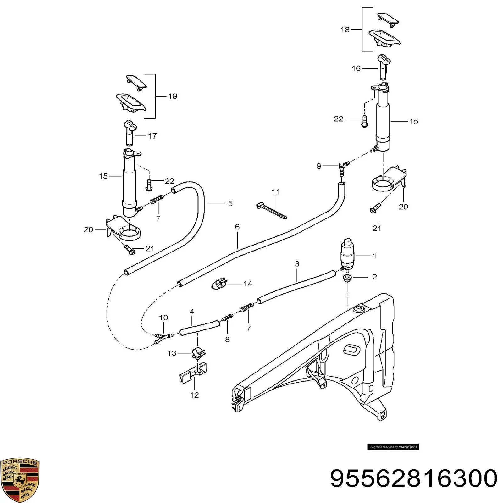 95562816300 Porsche Сопло омывателя фары передней, левой