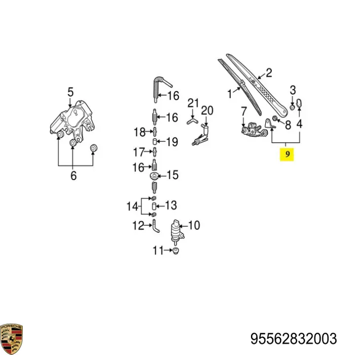 Заглушка гайки крепления поводка заднего дворника 95562832003 Porsche