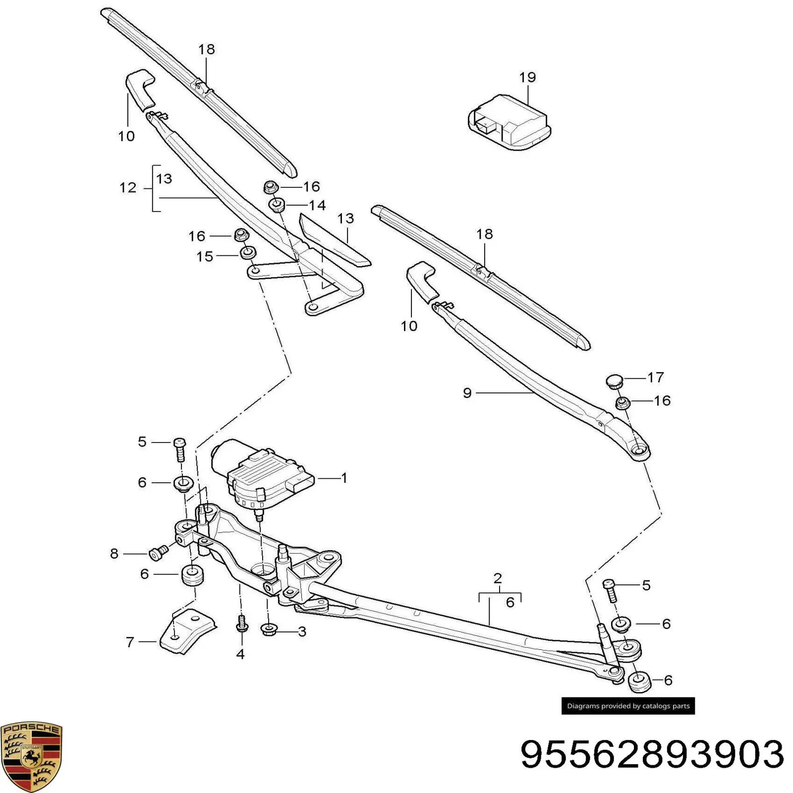 Щетки стеклоочистителя 95562893903 Porsche