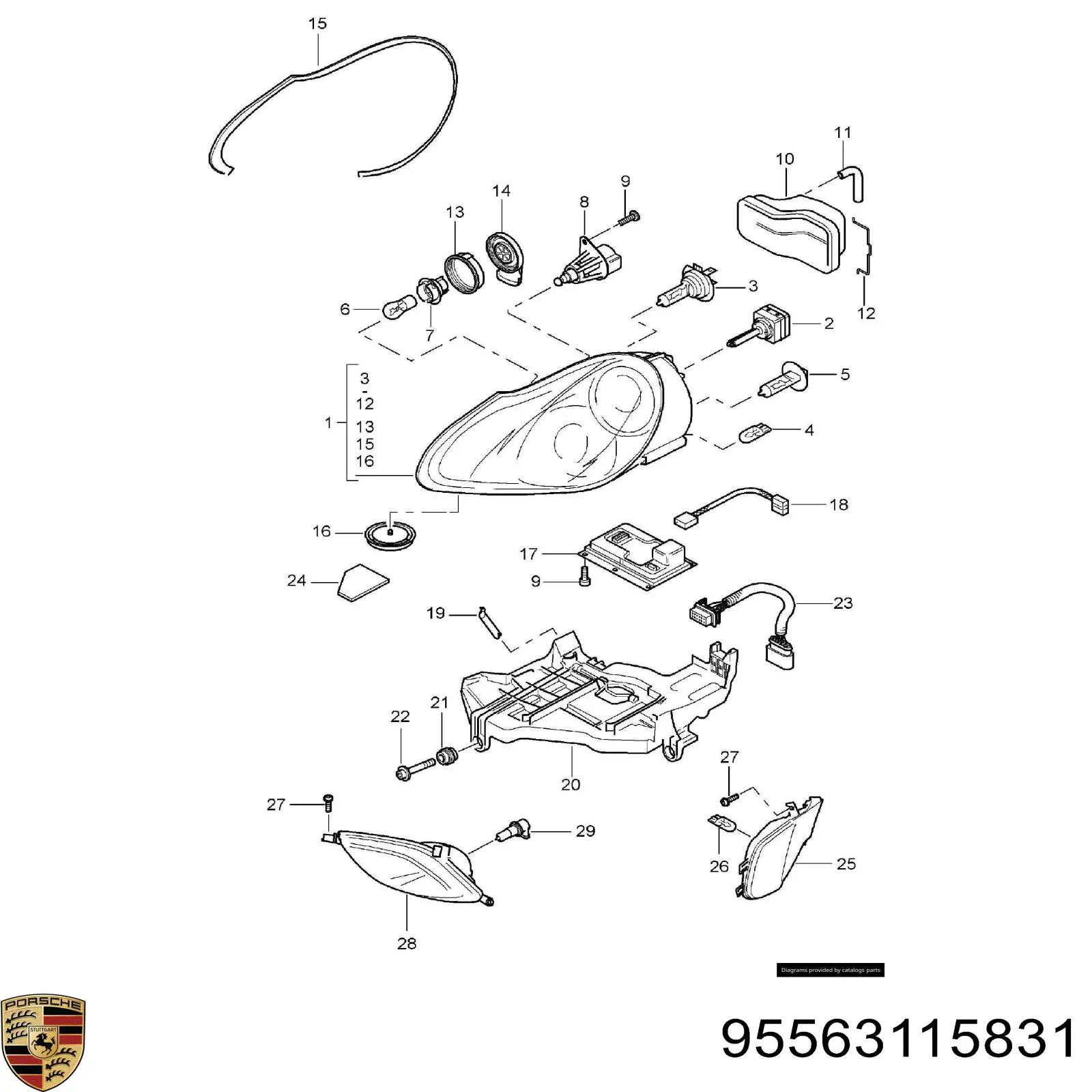 Правая блок фара Porsche 95563115831 цена, от 317.44 USD