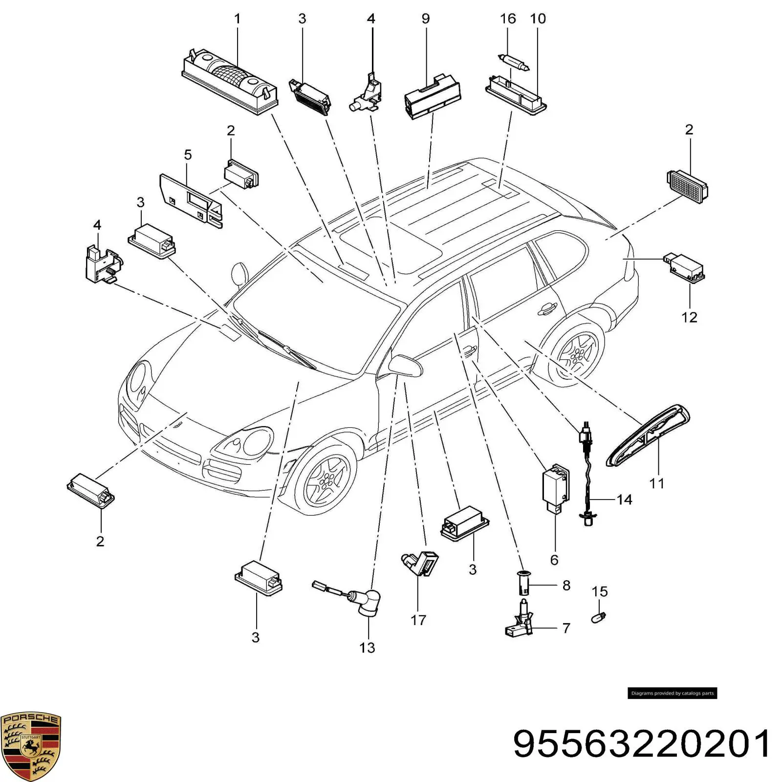  Плафон салона Porsche Cayenne 2