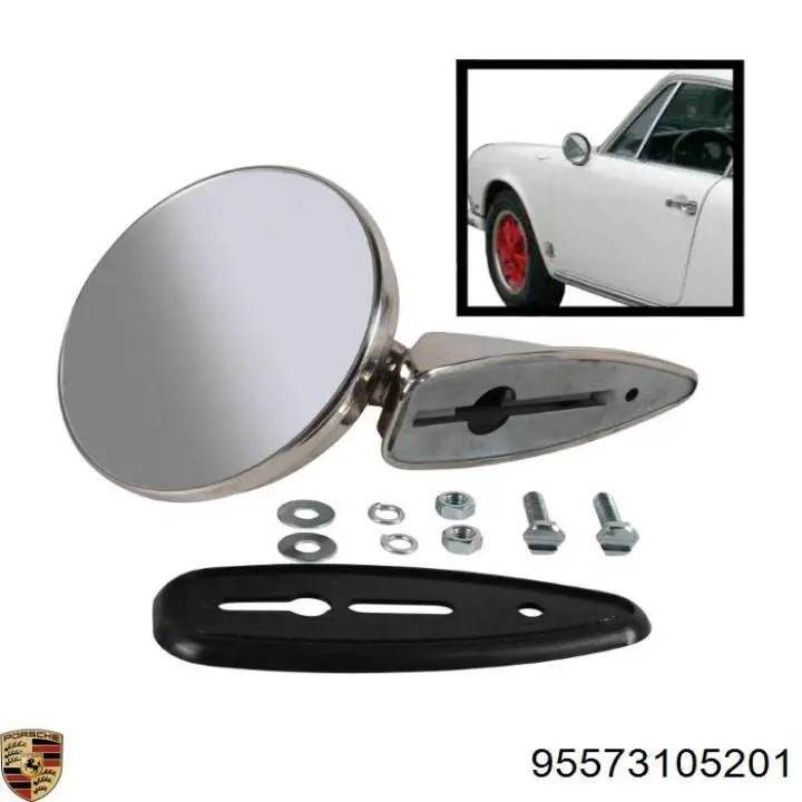 95573105201 Porsche Зеркальный элемент правого зеркала заднего вида