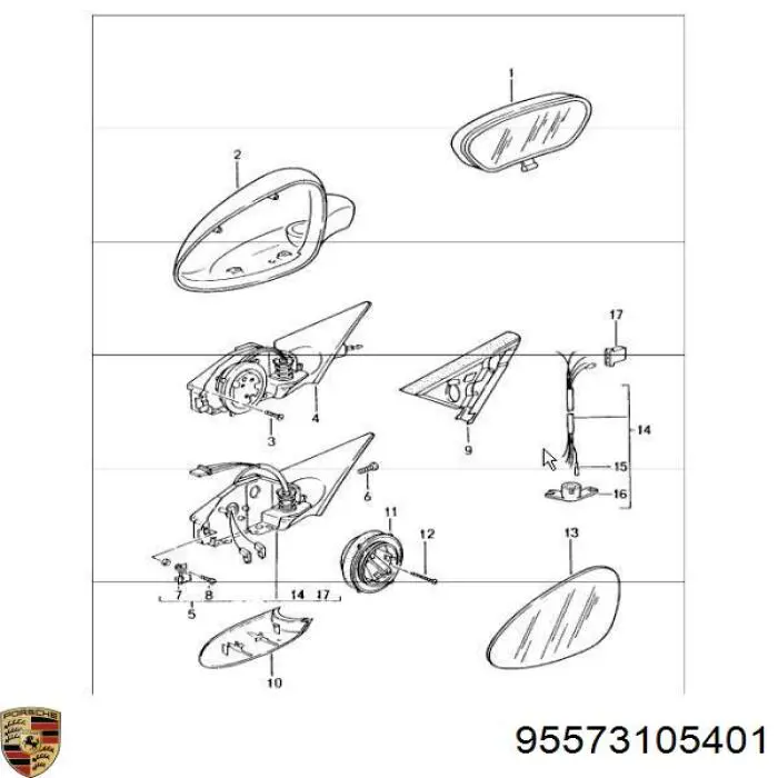 Стекло правого зеркала заднего вида KSP00033 KSP
