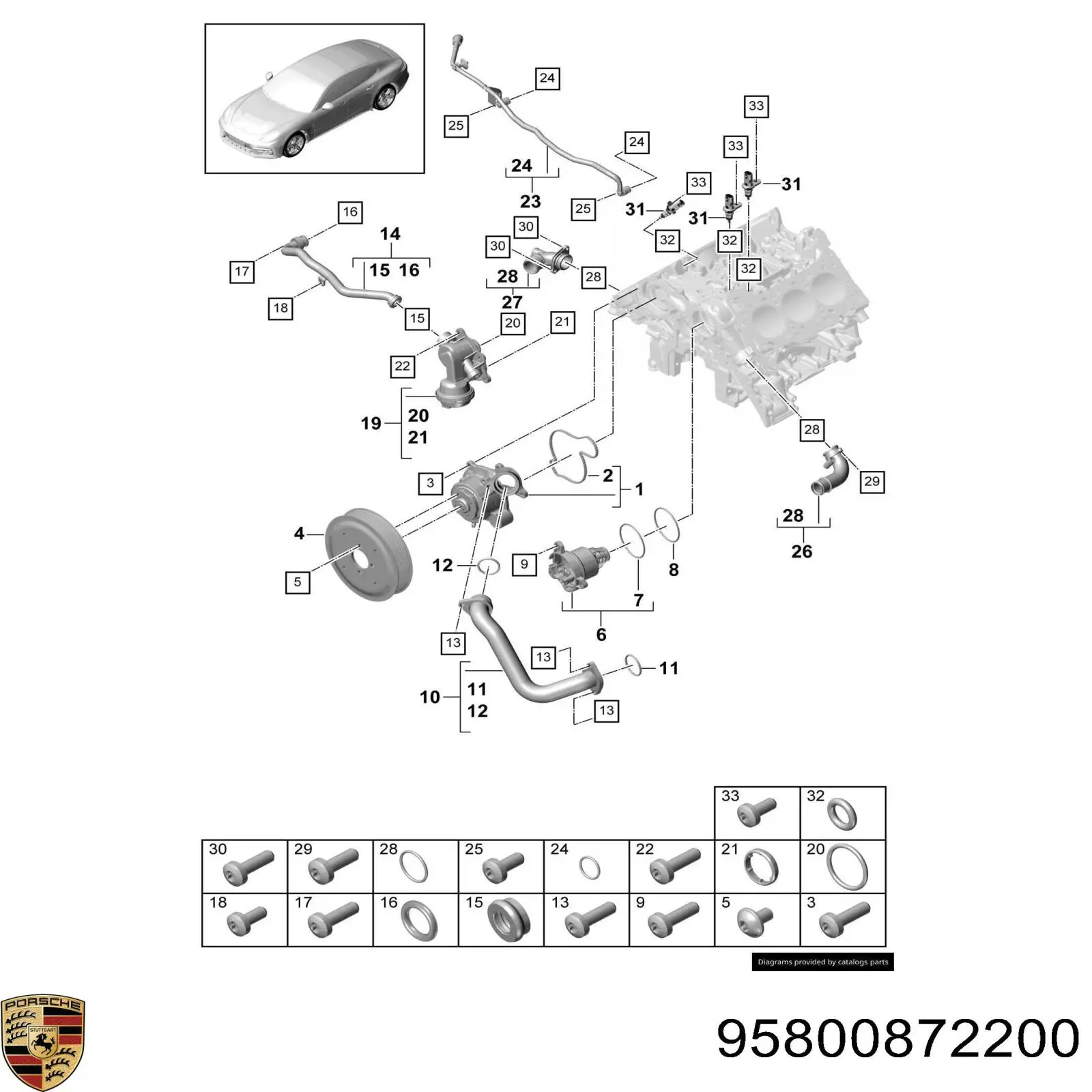 Прокладка фланца системы охлаждения 95800872200 Porsche