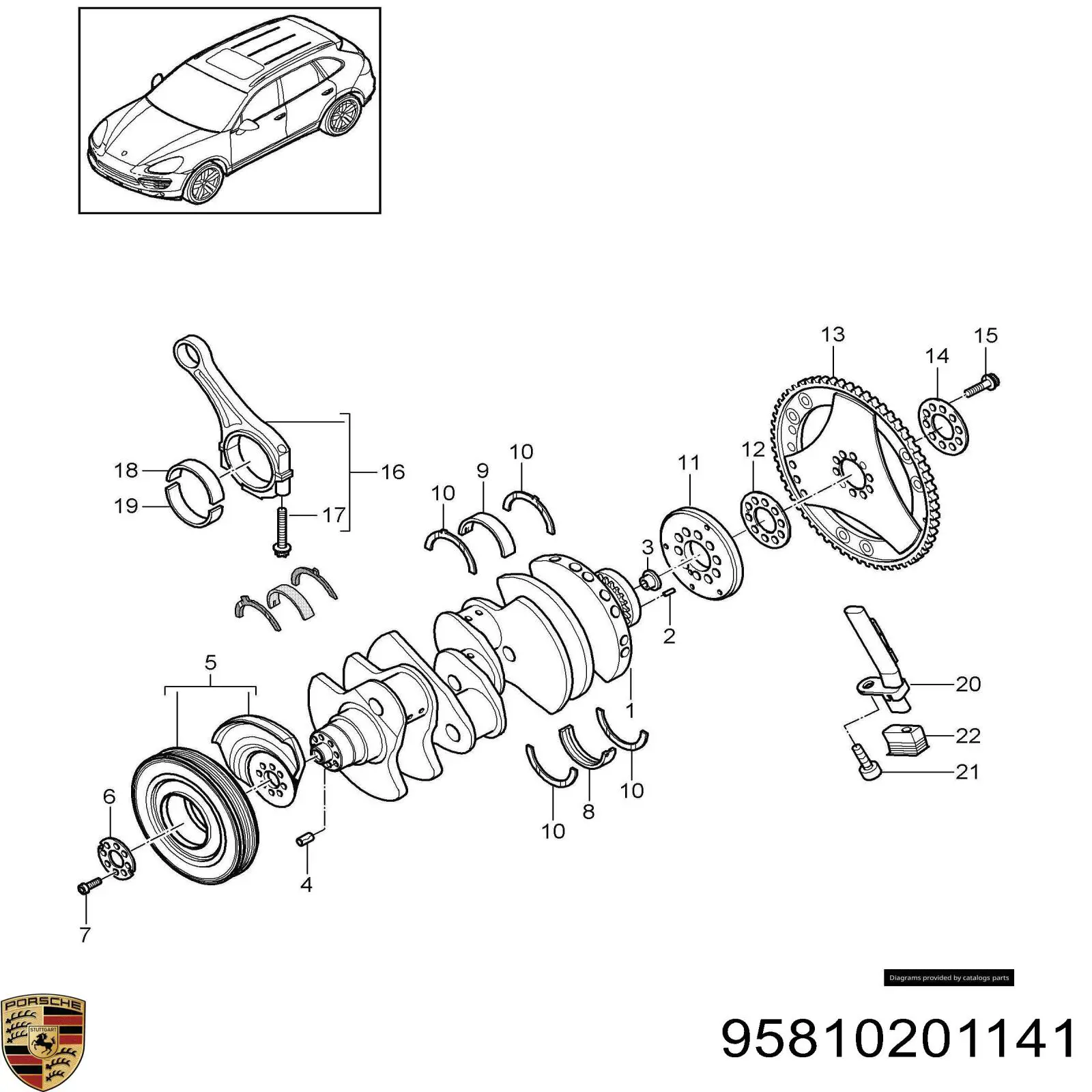 95810201141 Porsche Коленвал двигателя