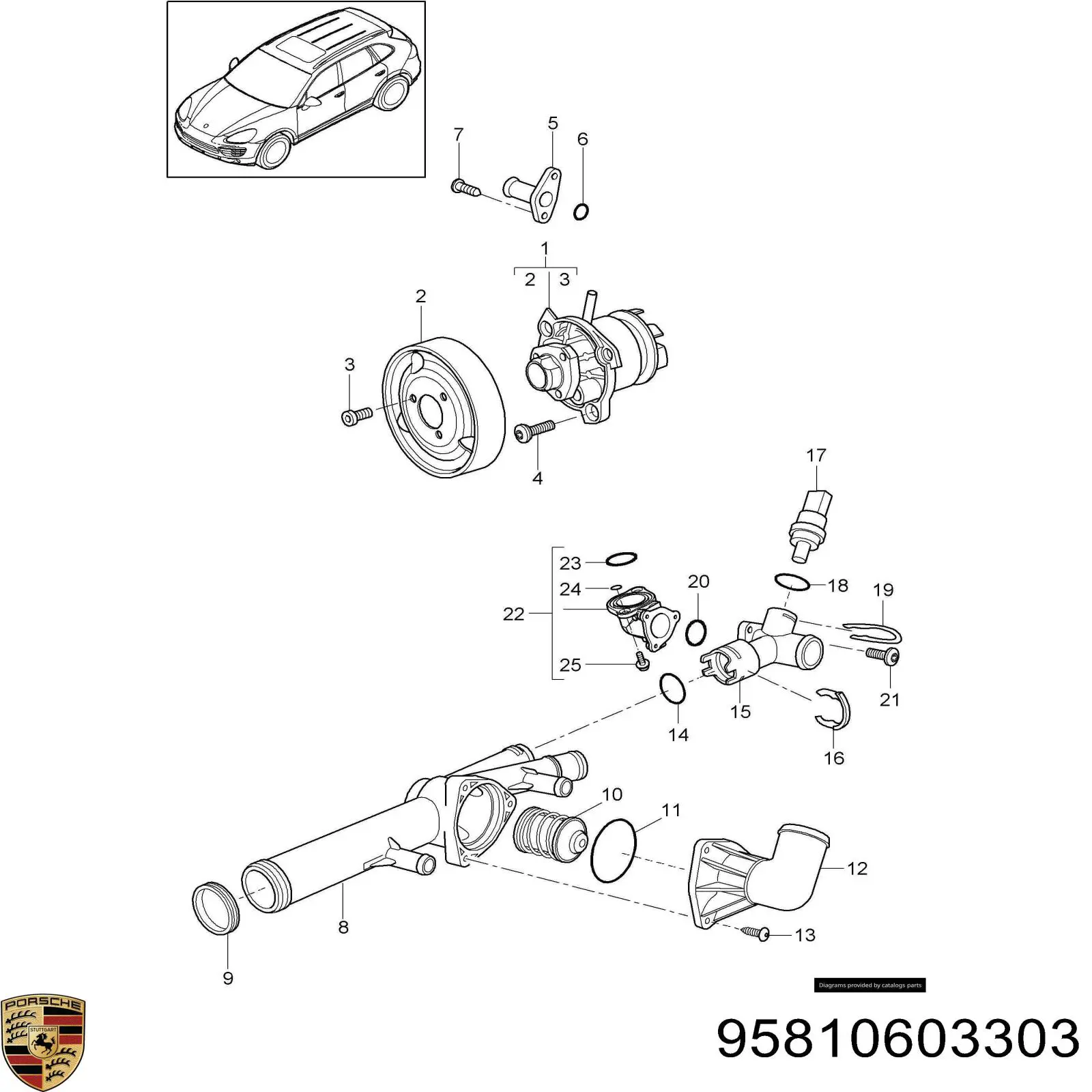Помпа охлаждения Porsche 95810603303 цена, от 171.51 USD