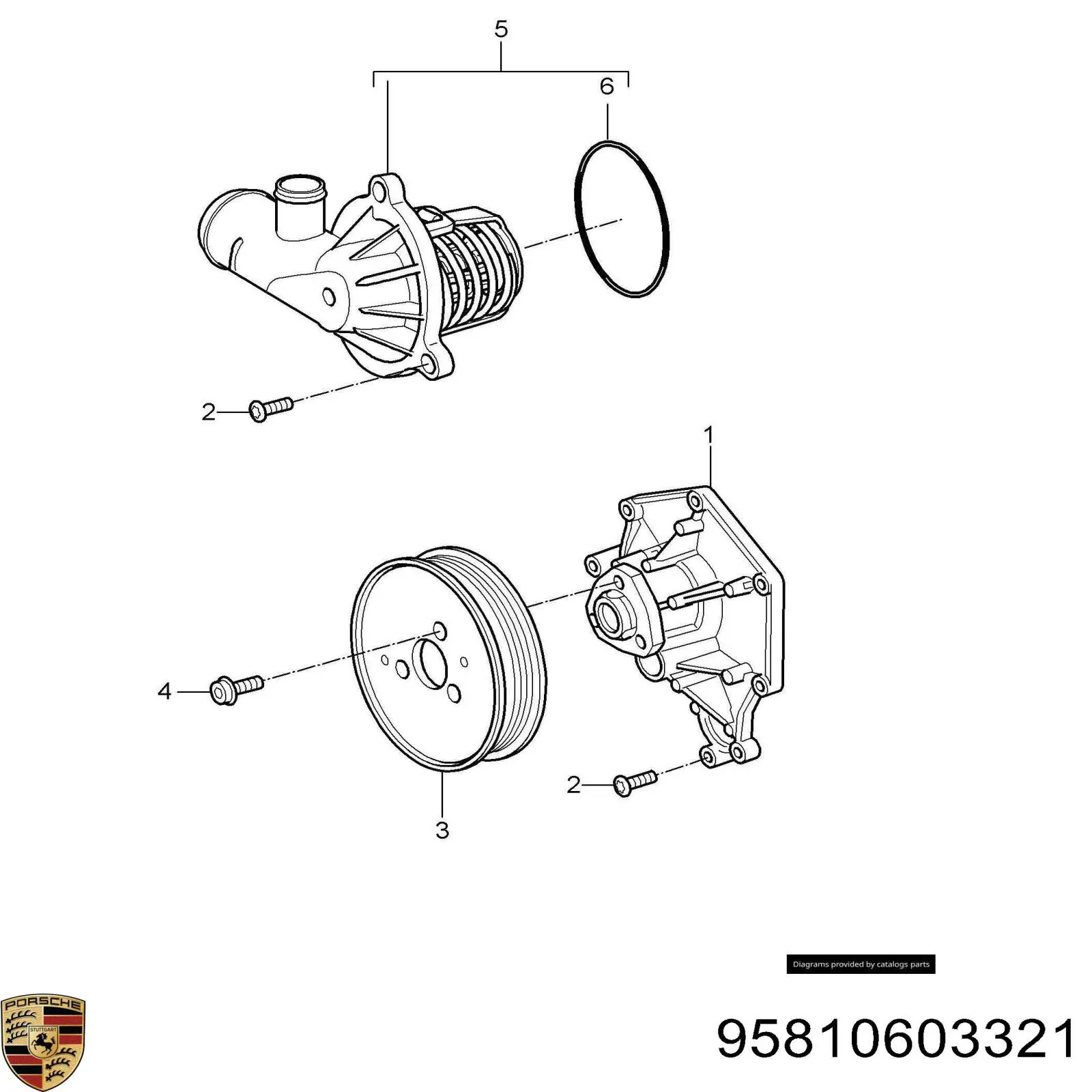 Помпа охлаждения Porsche 95810603321 цена, от 78.55 USD