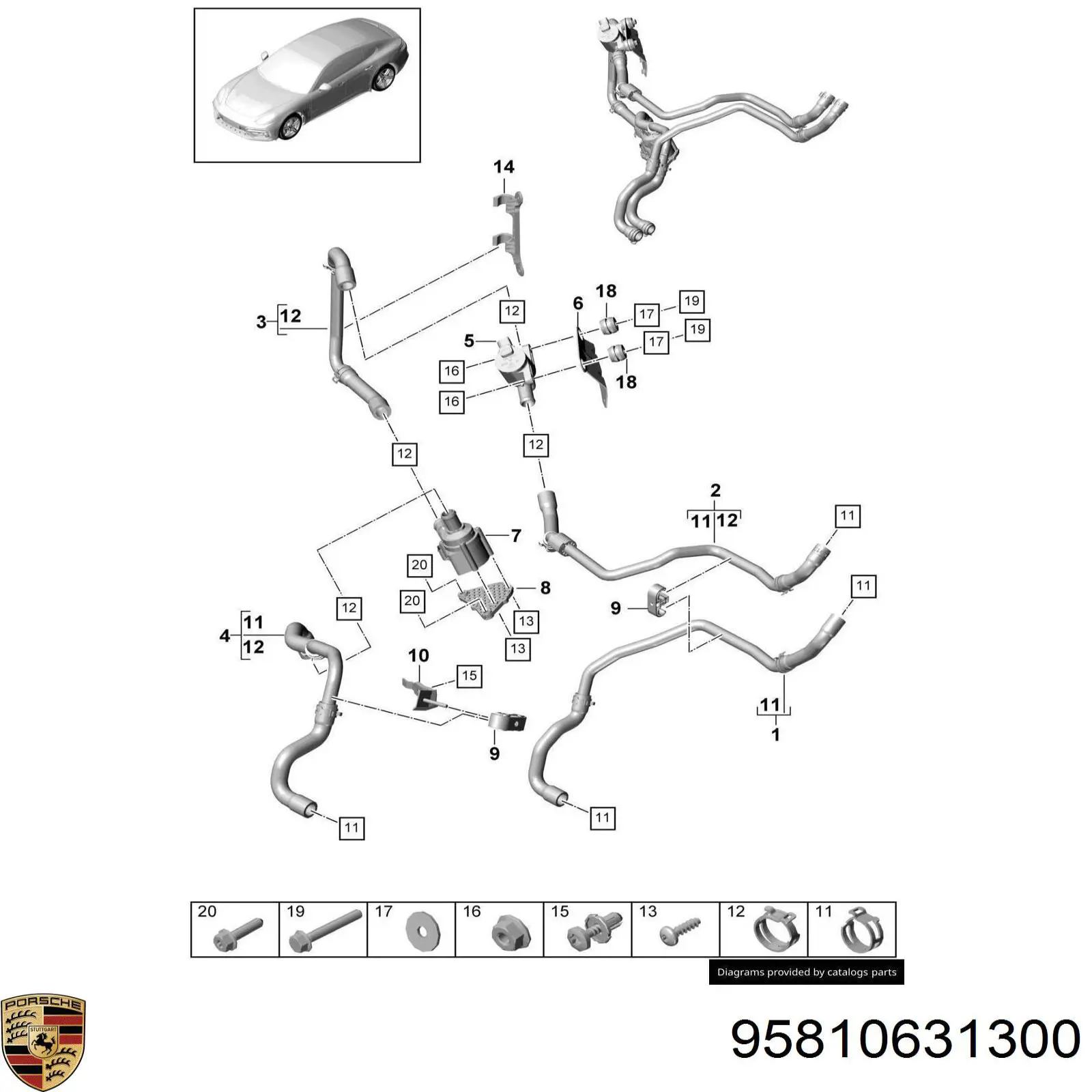 Купить 95810631300 Porsche Помпа водяная, дополнительная электрическая