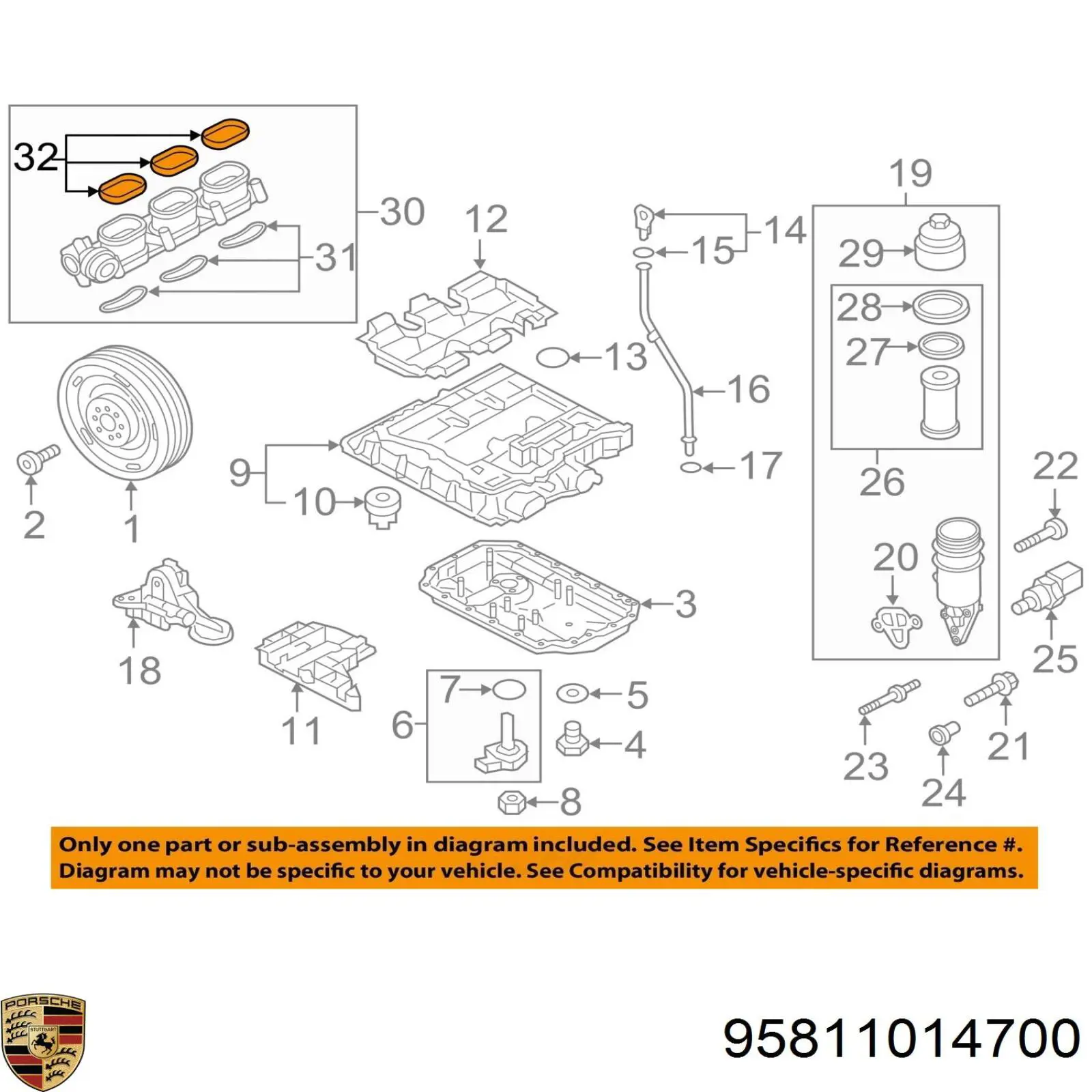 Прокладка всасывающего коллектора Porsche 95811014700 цена, от 3.00 USD