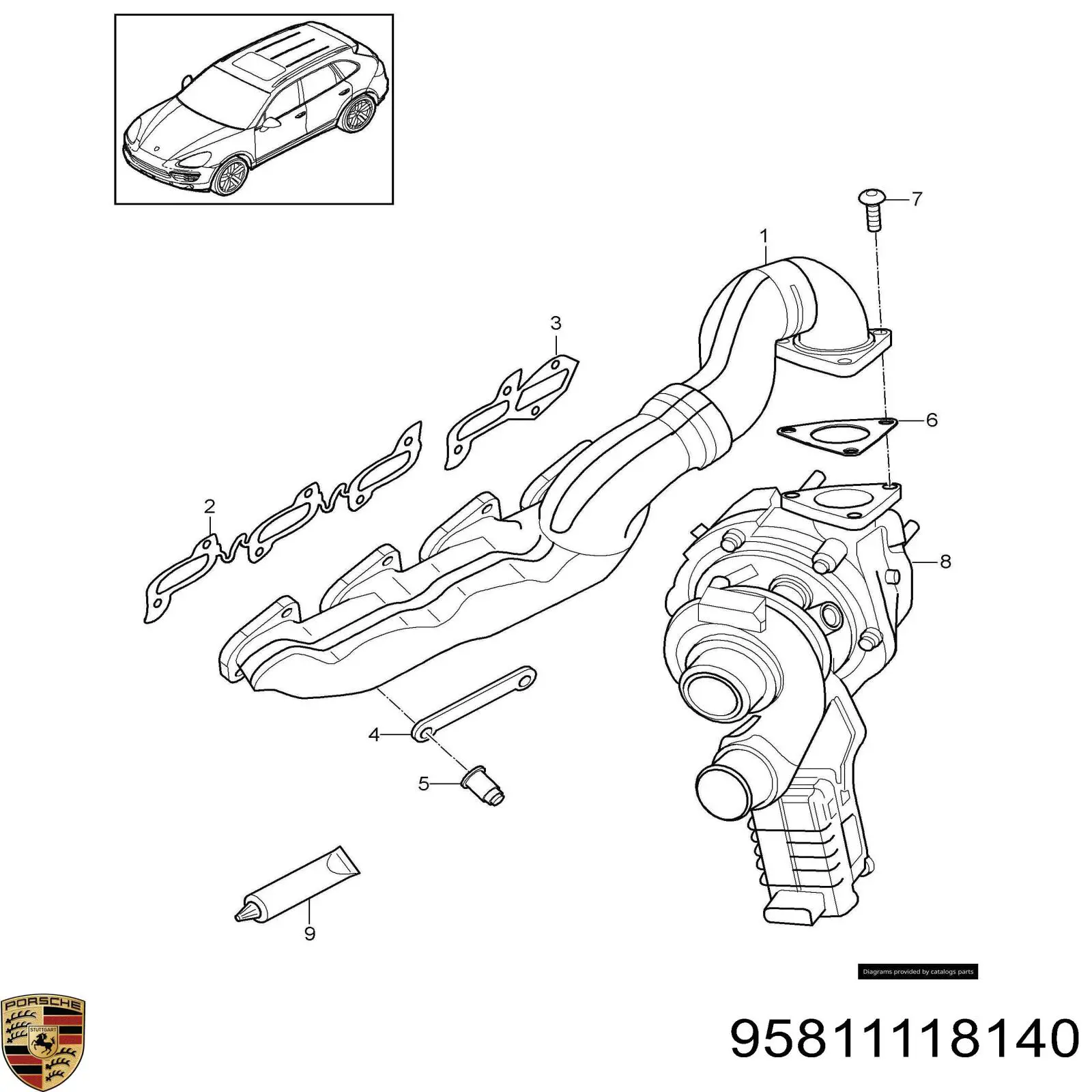 Купить 95811118140 Porsche Прокладка коллектора