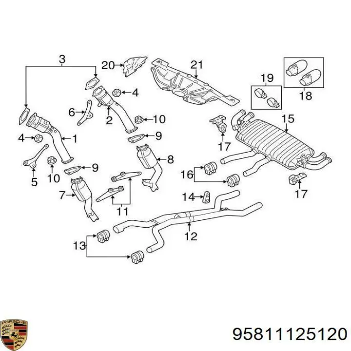 95811125120 Porsche Насадка на глушитель