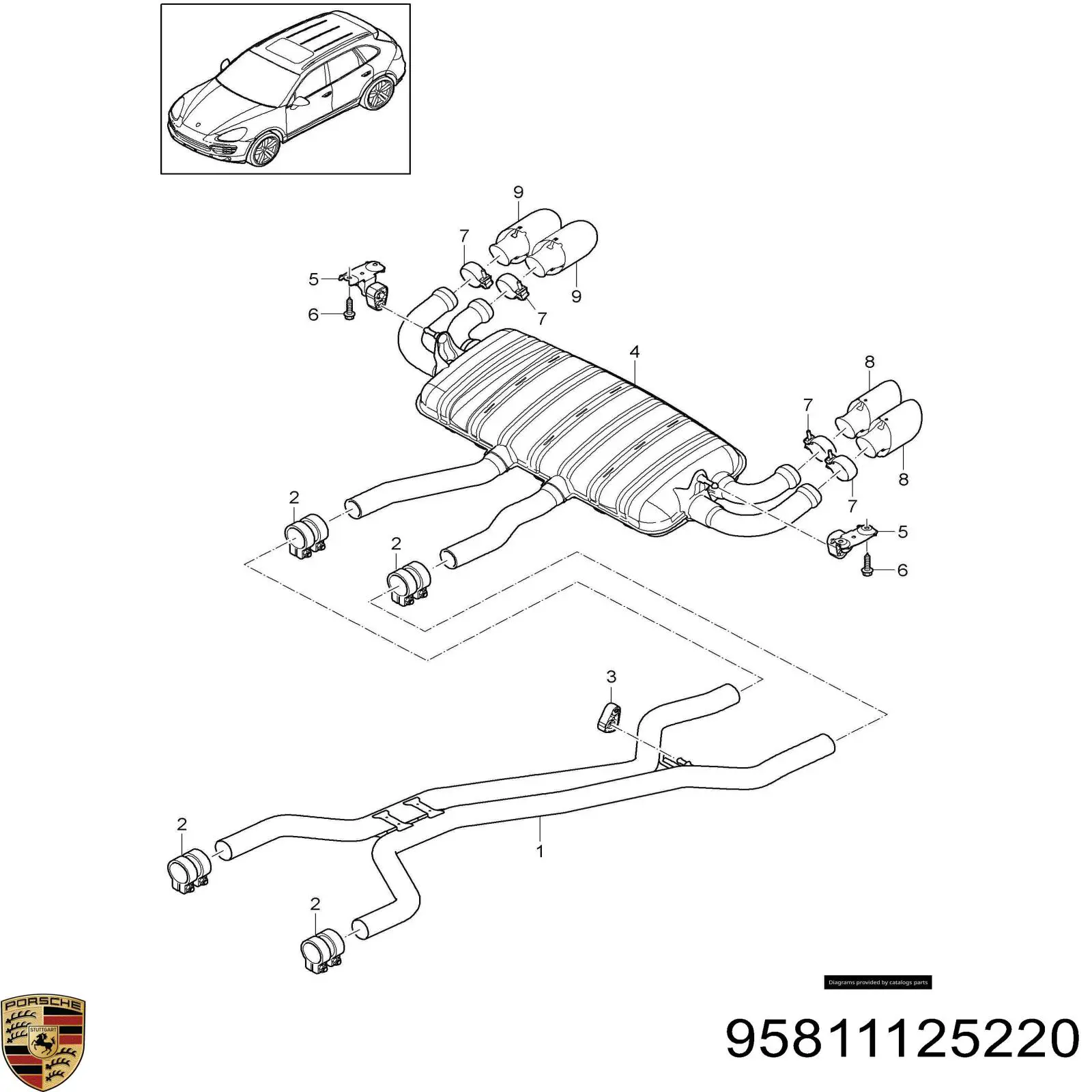 95811125220 Porsche Насадка на глушитель