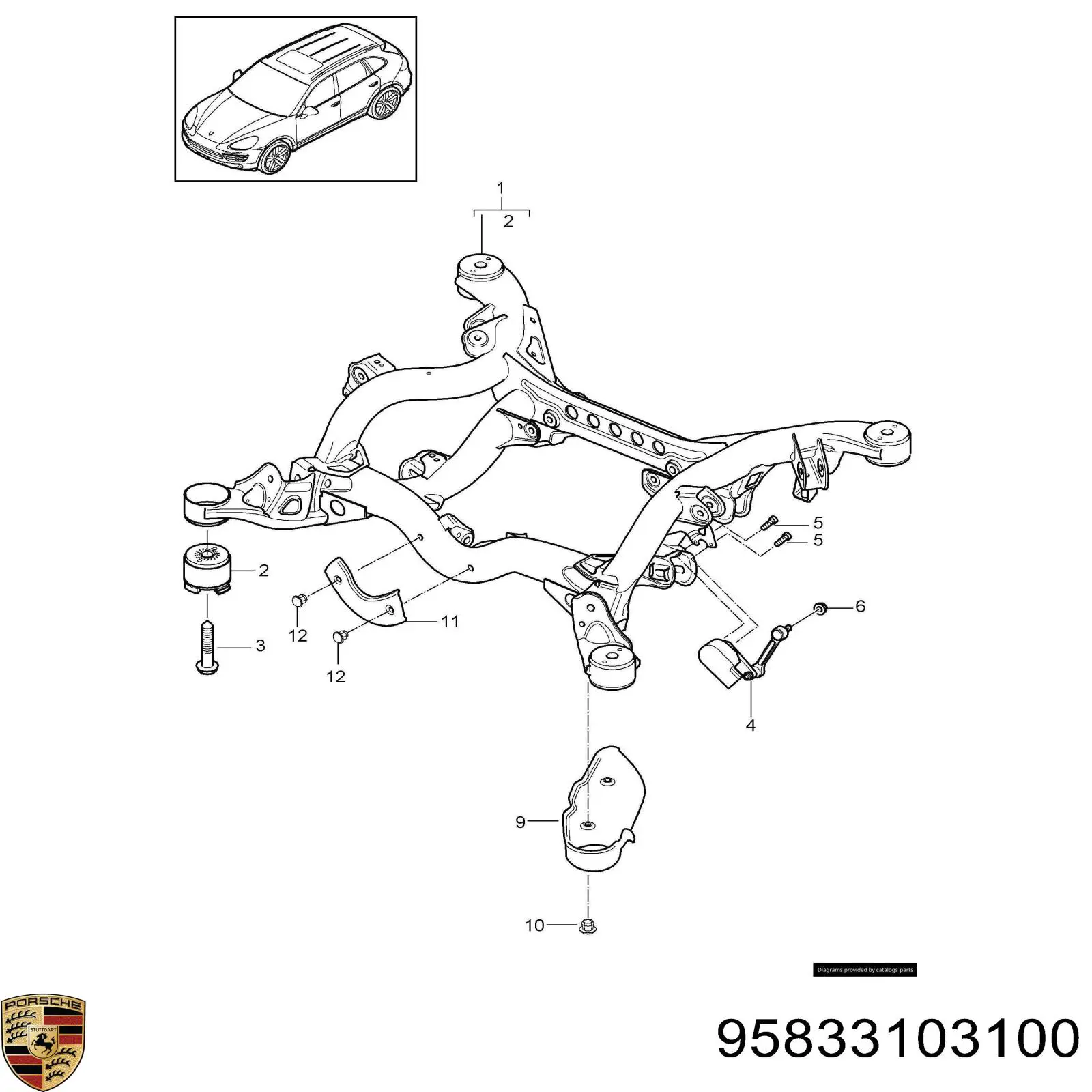 95833103100 Porsche Подрамник задней подвески