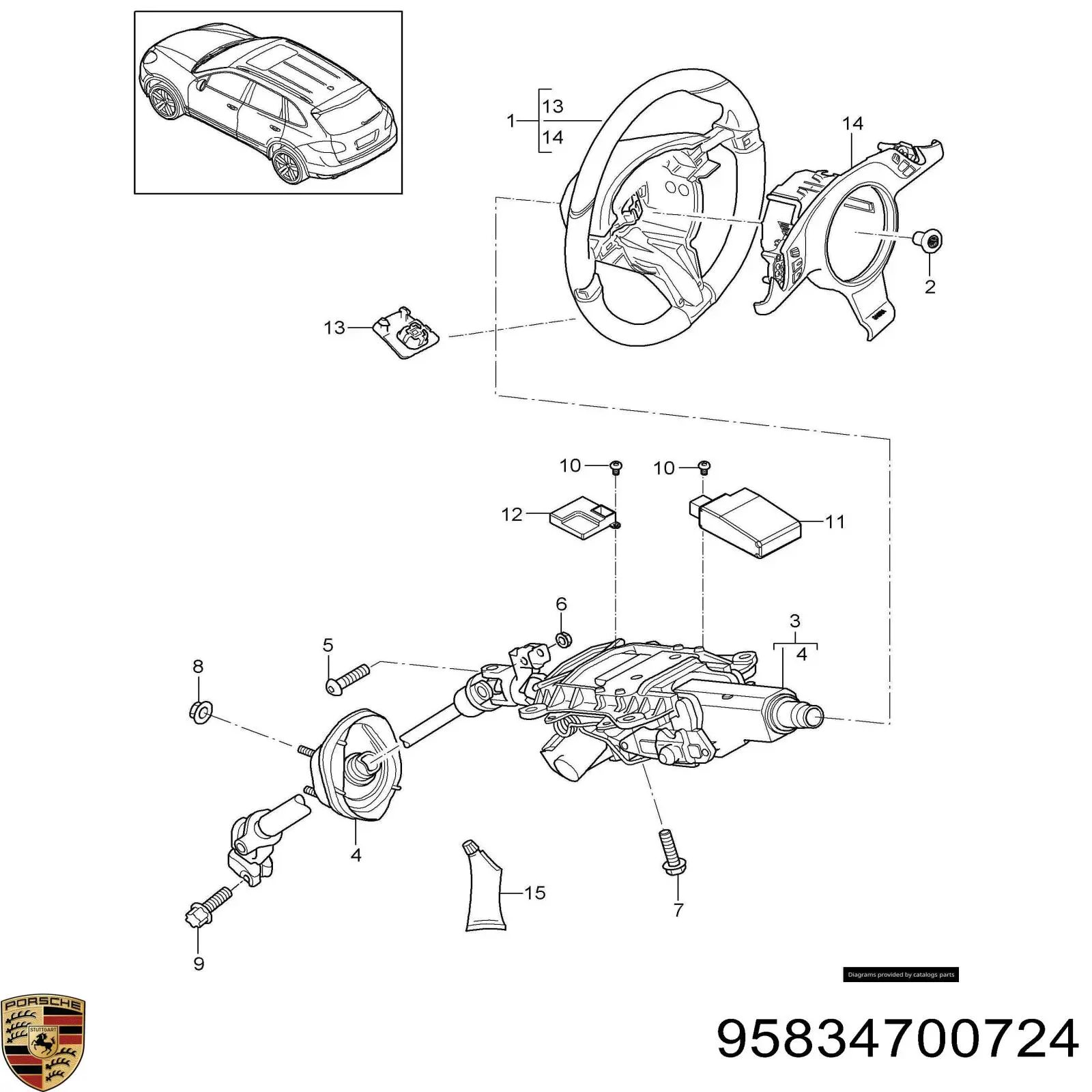 95834700724 Porsche coluna da direção