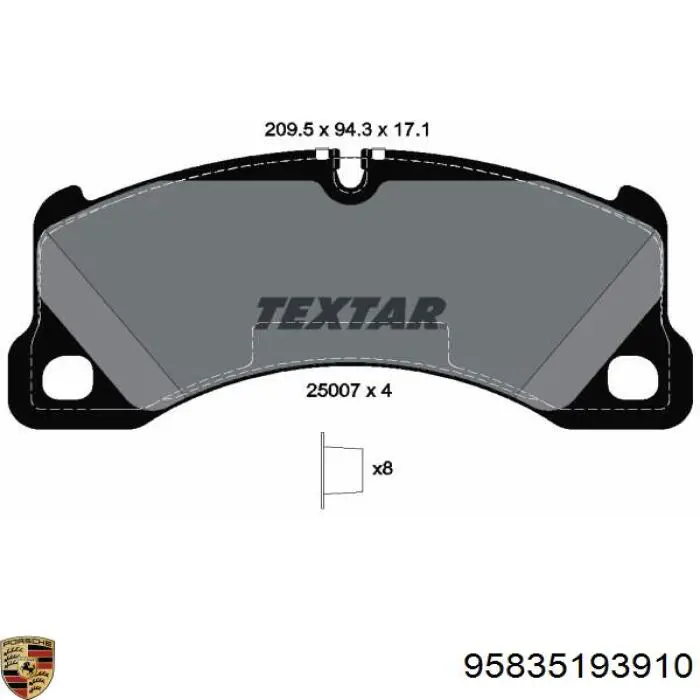 Передние тормозные колодки 95835193910 Porsche