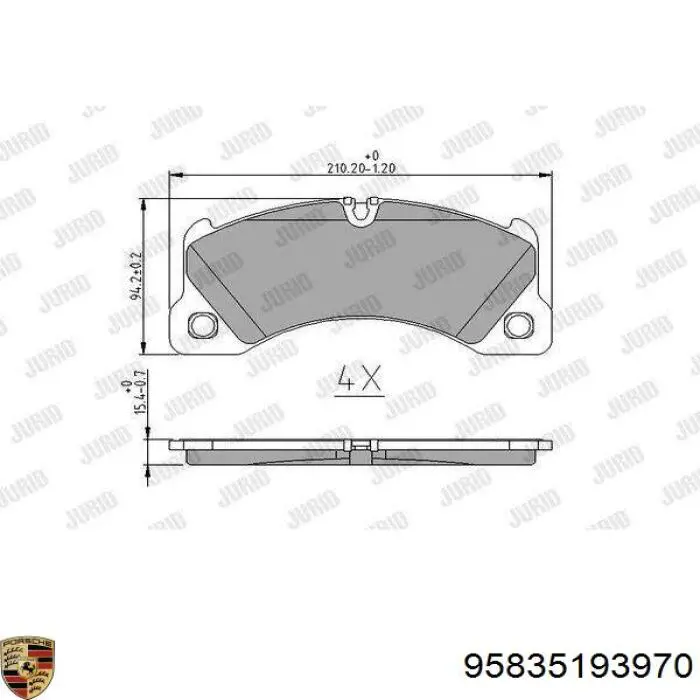 Колодки Porsche 95835193970 цена, от 122.00 USD