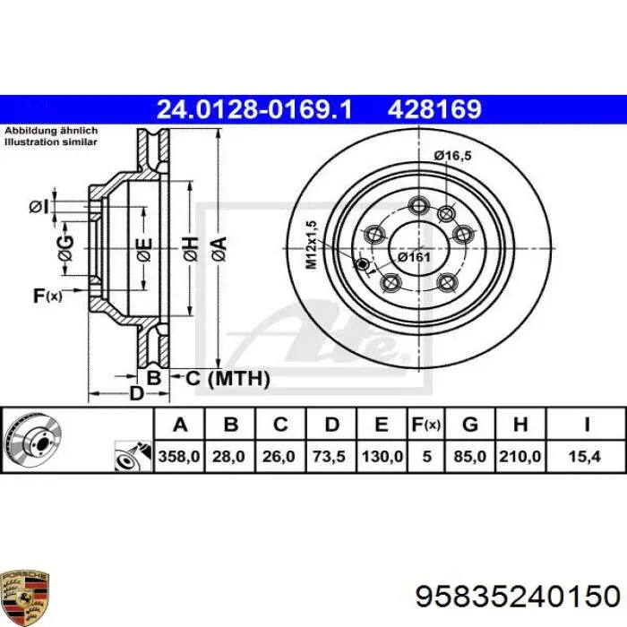 Задний тормозной диск Porsche 95835240150 цена, от 119.03 USD