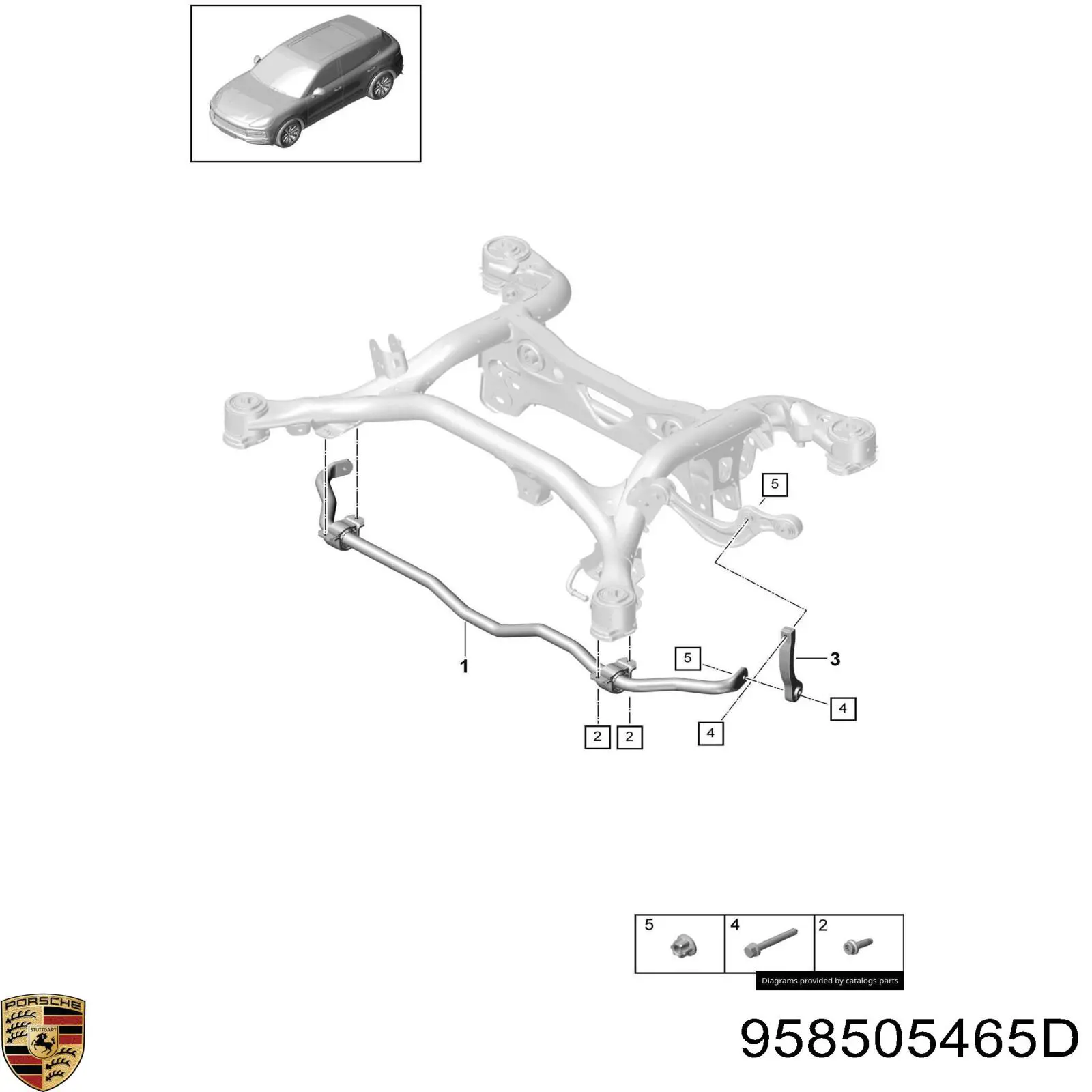 958505465D Porsche montante de estabilizador traseiro