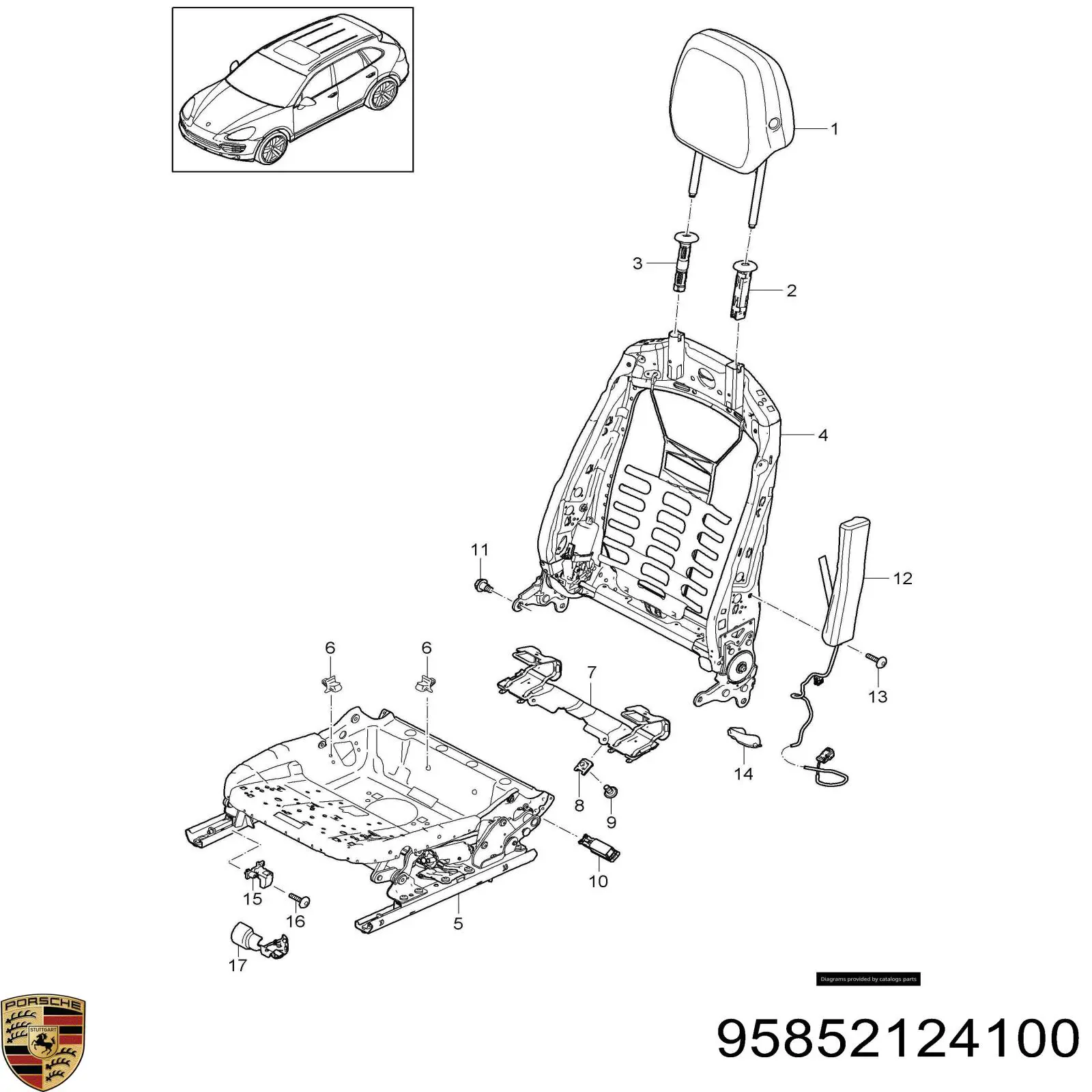 Подушка безопасности (AIRBAG) спинки сиденья левого 95852124100 Porsche