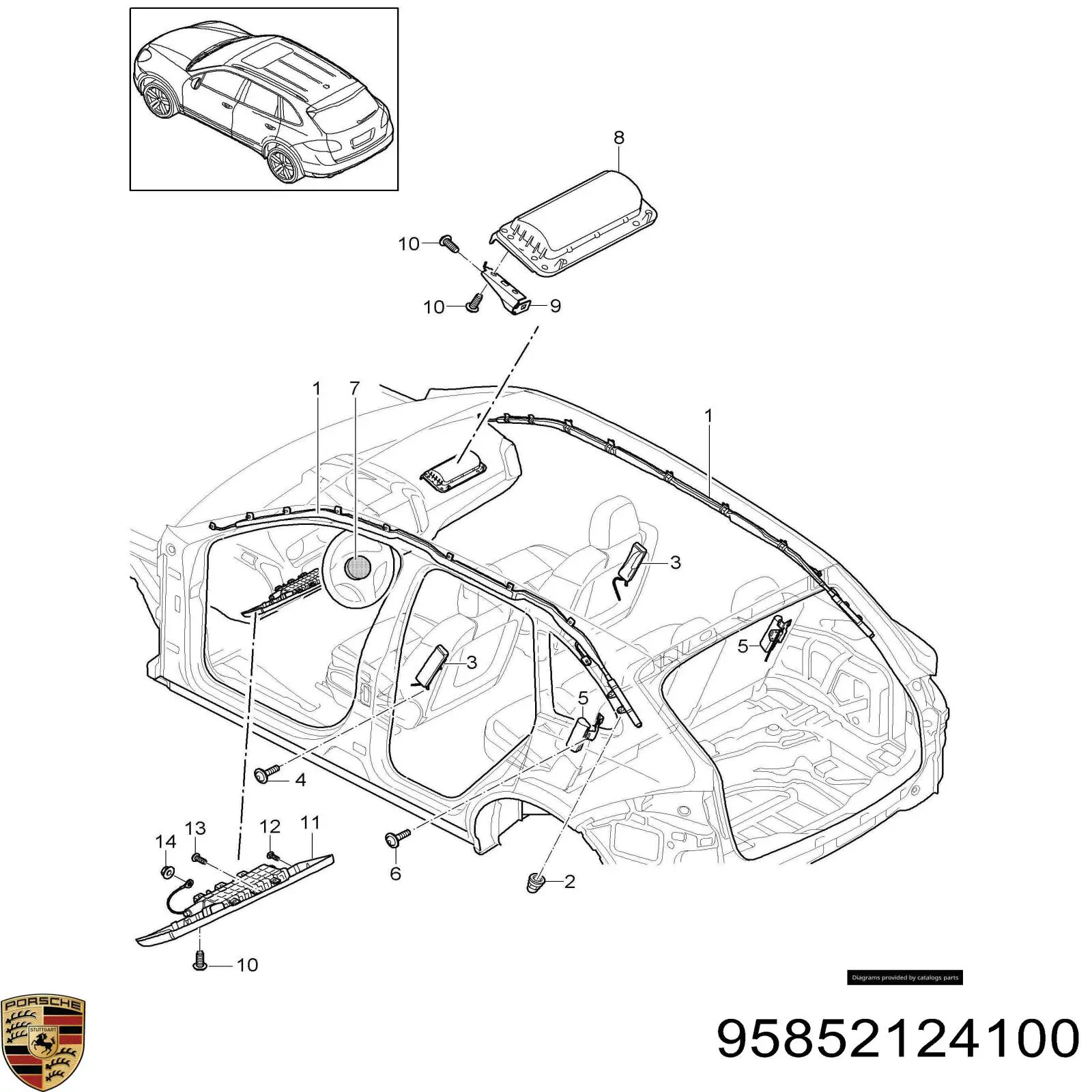 Подушка Айрбег спинки сидения левого Porsche 95852124103 цена, от 126.98 USD