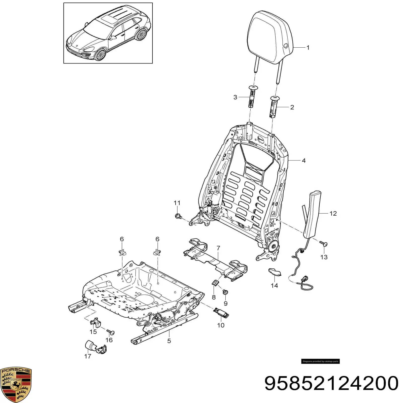 Подушка безопасности (AIRBAG) спинки сиденья правого 95852124200 Porsche