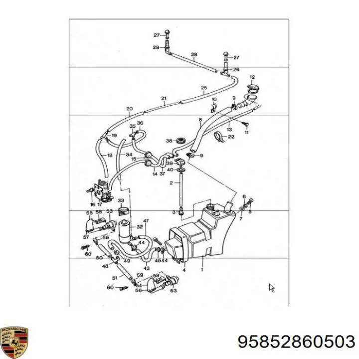 Купить 95852860503 Porsche Горловина бачка омывателя