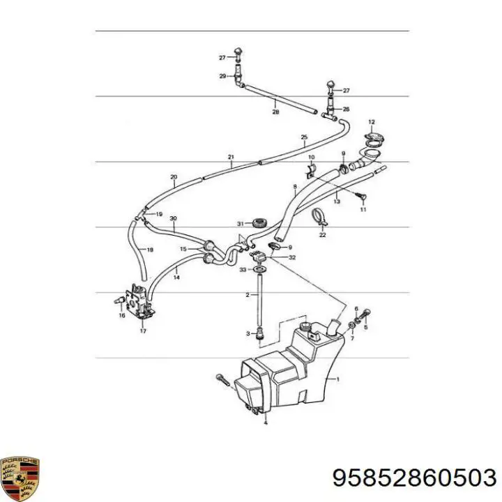 Горловина бачка омывателя Porsche 95852860503 цена, от 35.06 USD