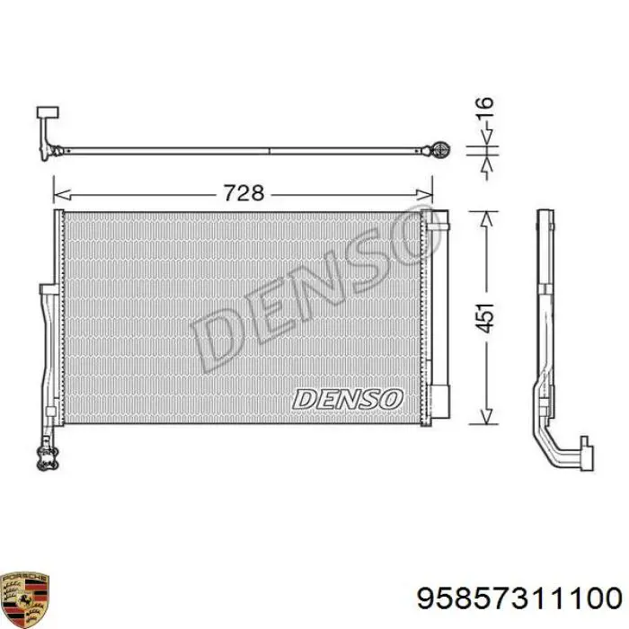 Радиатор кондиционера 95857311100 Porsche