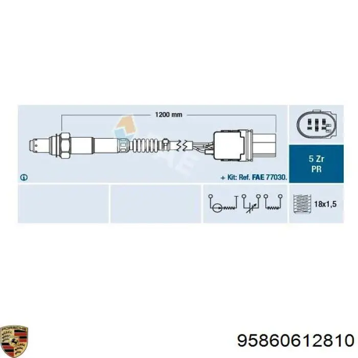 Купить 95860612810 Porsche Датчик кислорода до катализатора