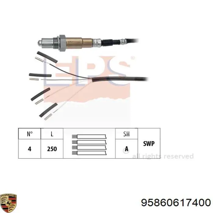Лямбдазонд, датчик кислорода после катализатора Porsche 95860617400 цена, от 19.28 USD