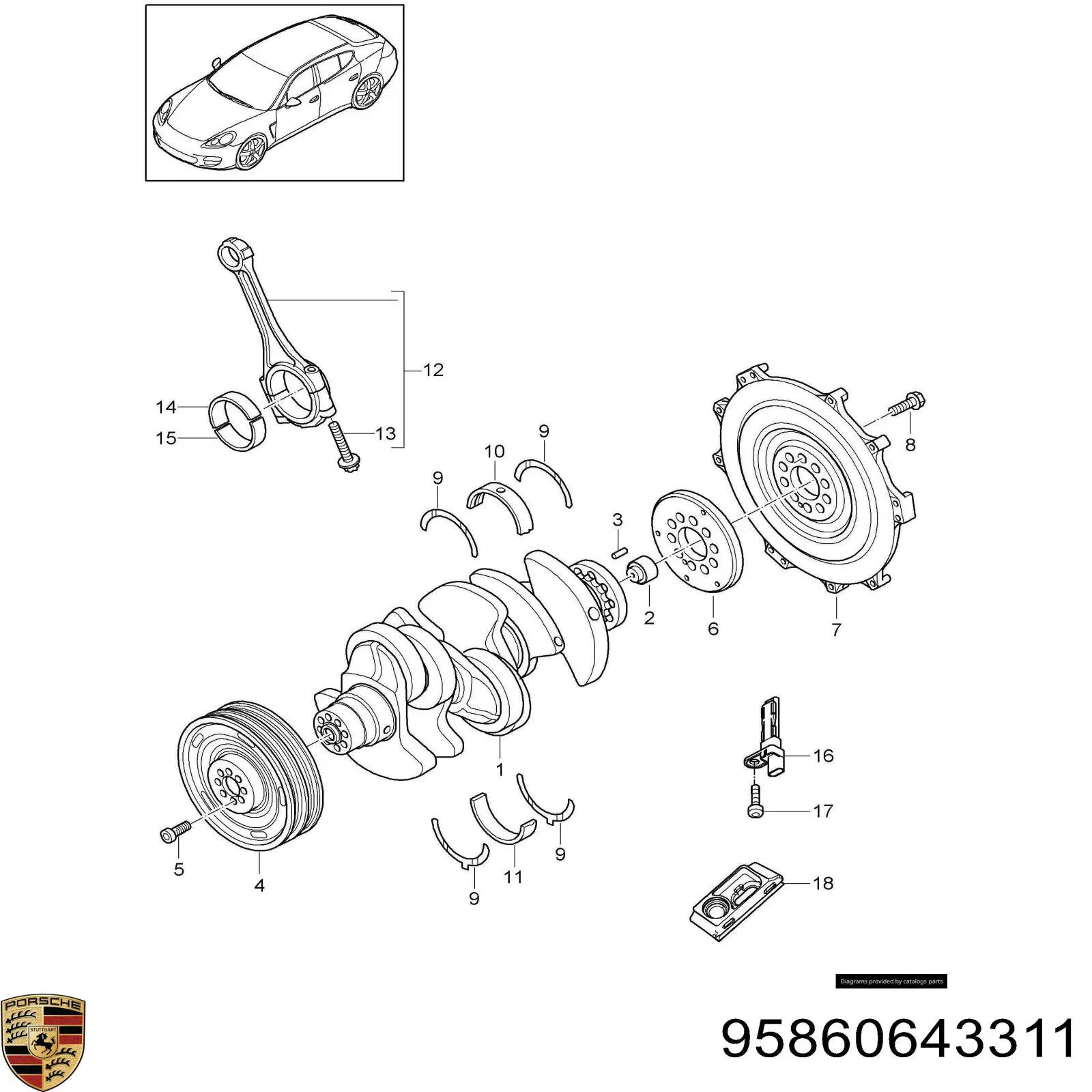 Датчик коленвала 95860643311 Porsche