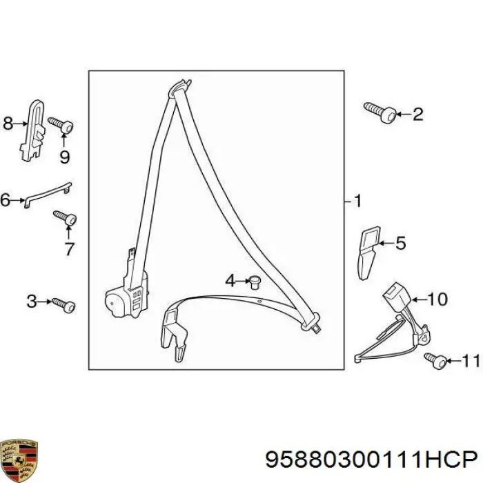 95880300111HCP Porsche Ремень безопасности передний левый